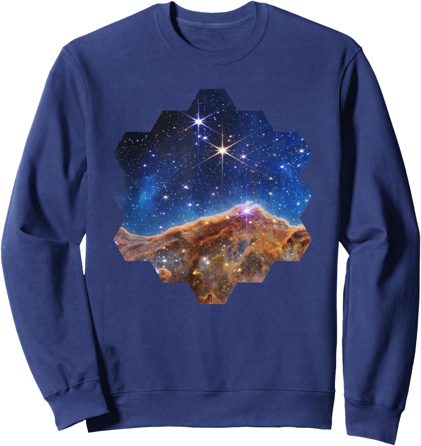 JWST Carina Nebula sechseckige Form von James Webb Spiegel Sweatshirt - Sweatshirt | Navy