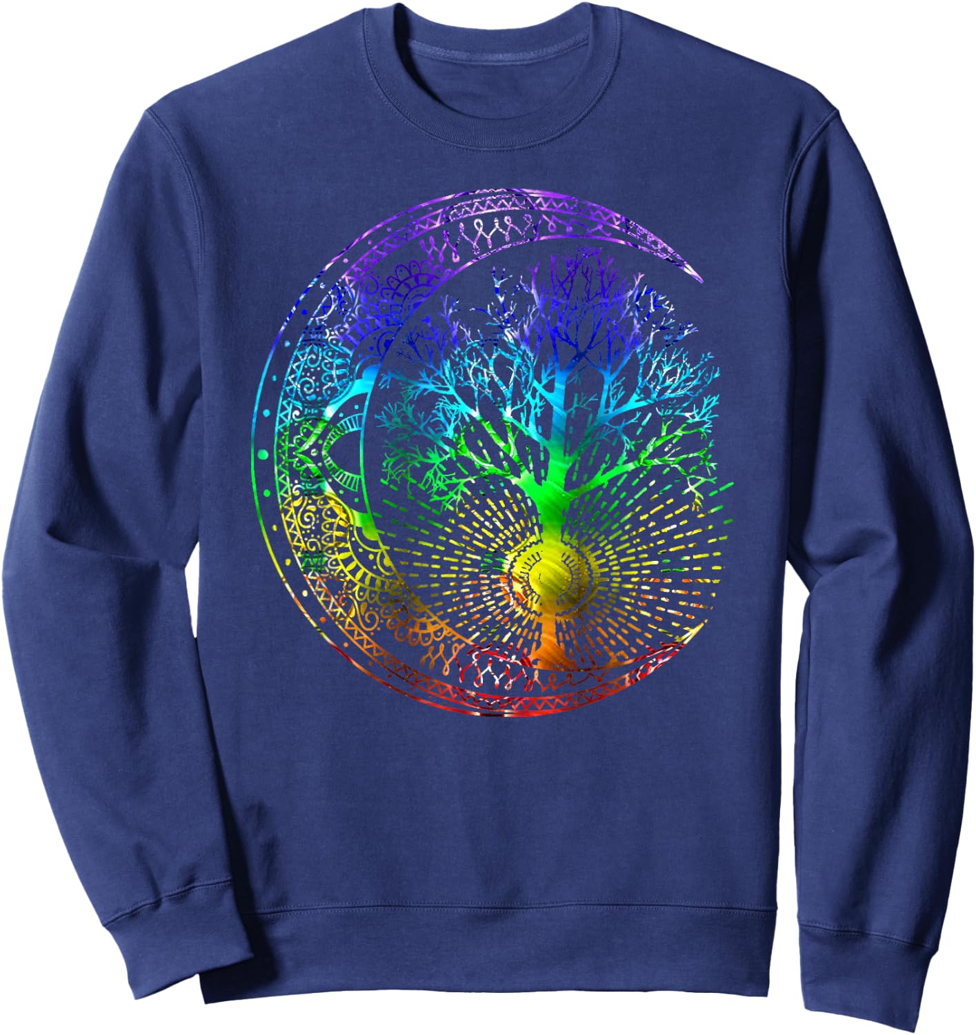 Mandala Moon Chakra Tree of Life Sweatshirt - Sweatshirt | Navy