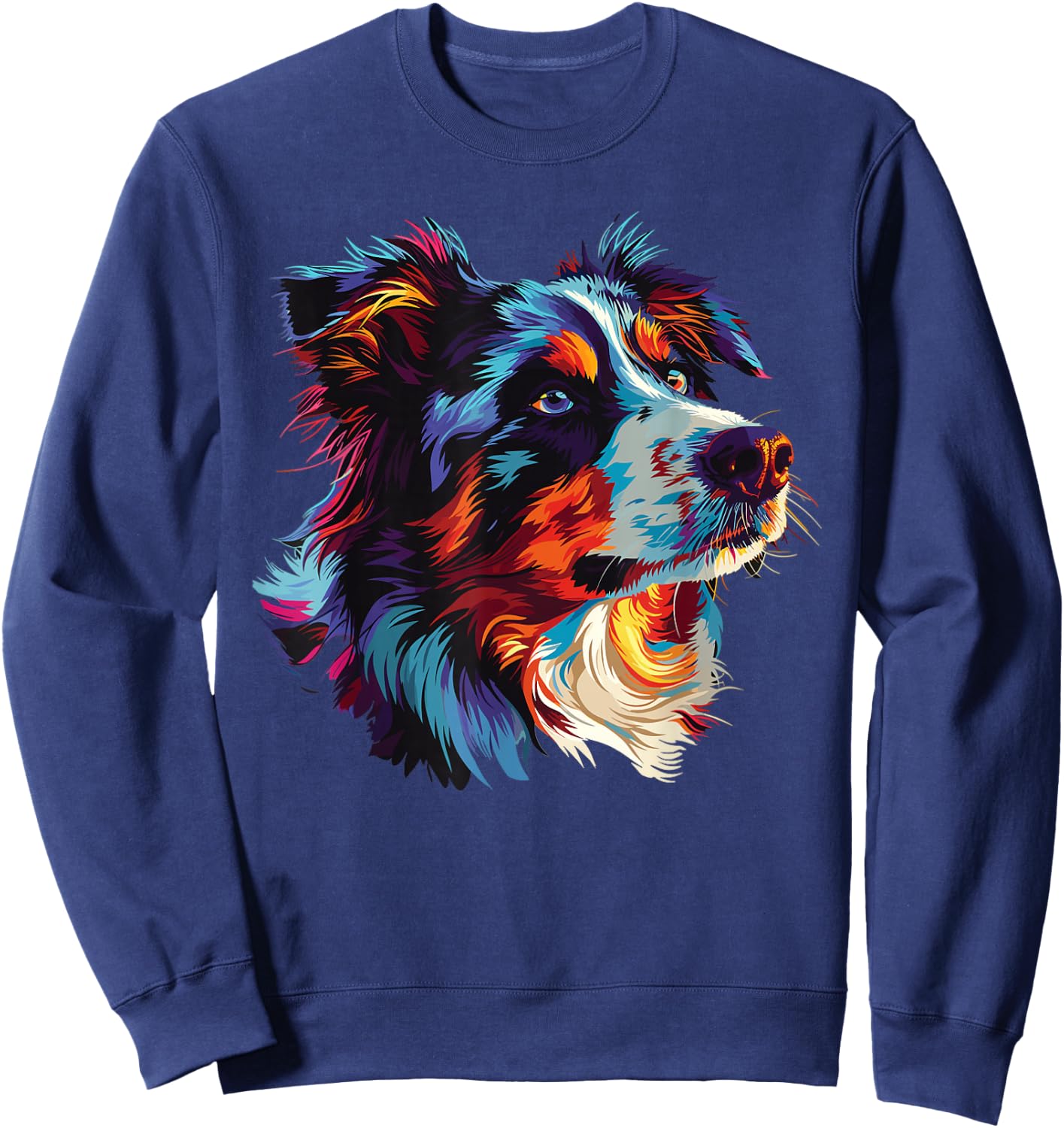 Watercolour Colourful Australian Shepherd Aussie , black Sweatshirt - Sweatshirt | Navy