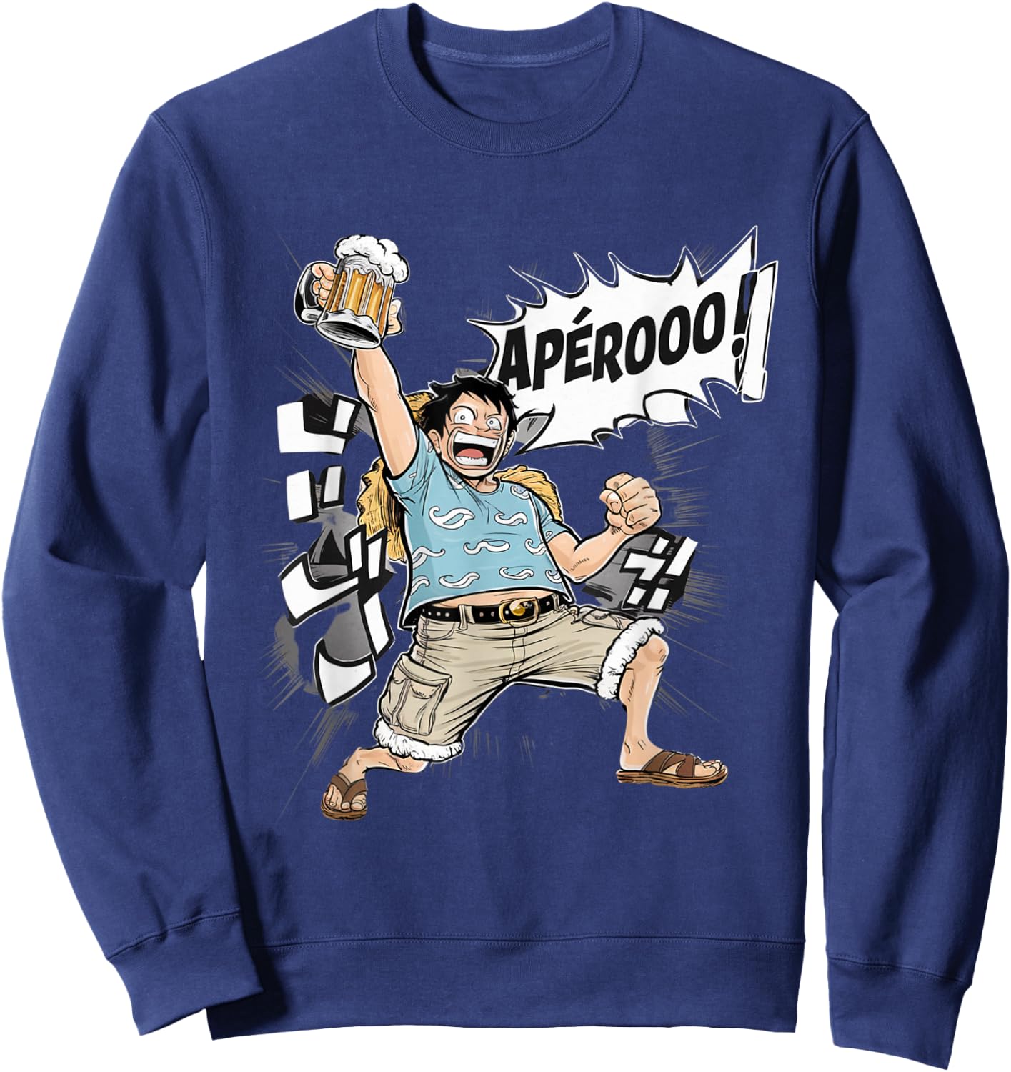 Aperitif Anime Gift Manga Beer Humour Japan Aperitif , Black, S Sweatshirt - Sweatshirt | Navy