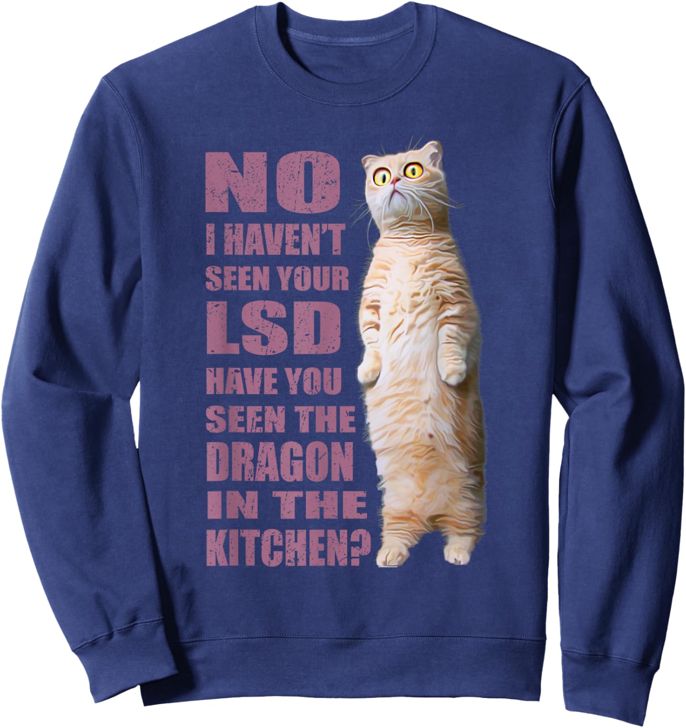 No I Haven't Seen Your LSD ~ Funny Cat Men Women Sweatshirt - Sweatshirt | Navy
