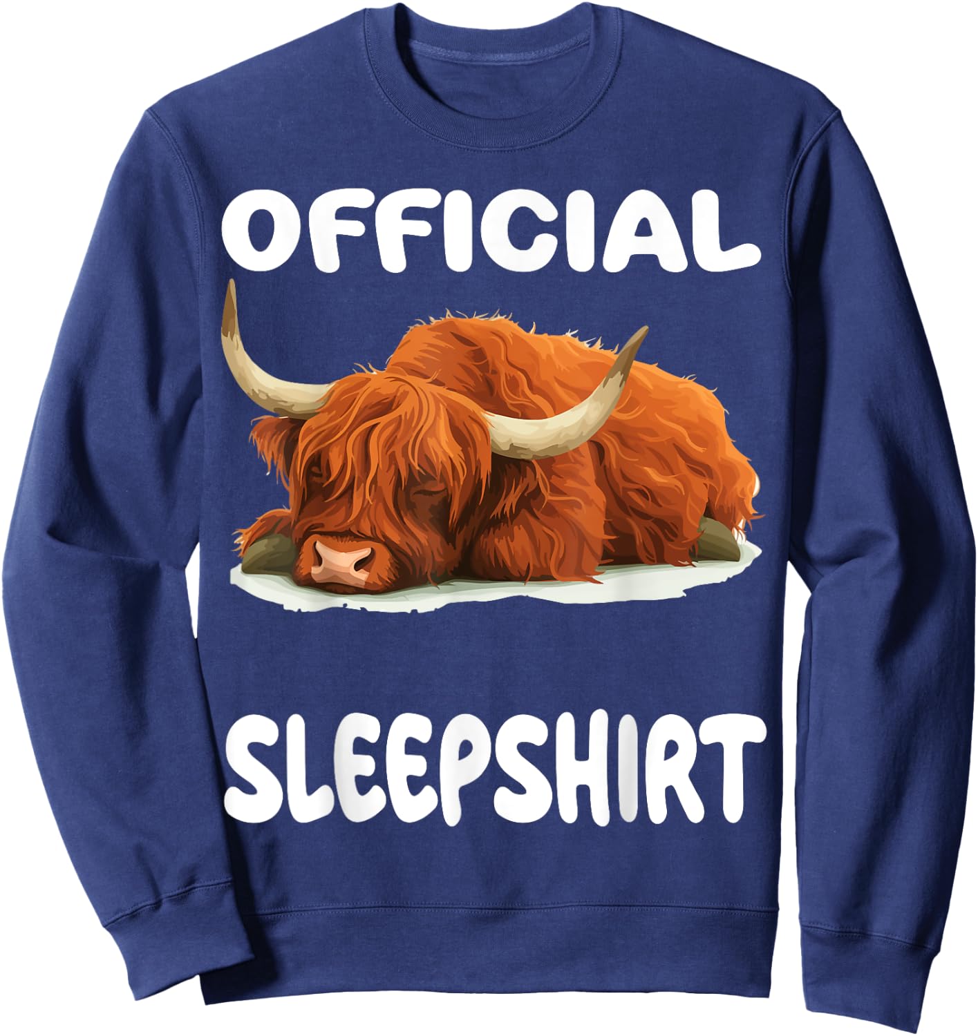 Scottish Highland Cow Official Sleepshirt Pajamas Nightgown Sweatshirt - Sweatshirt | Navy