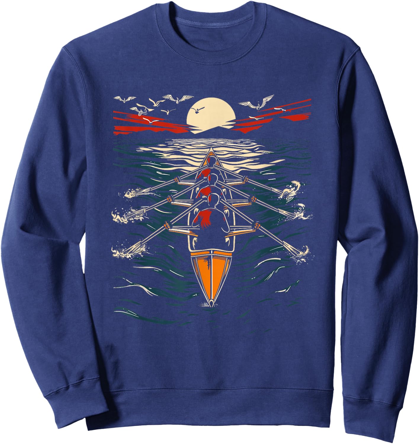 Rowing Artwork Sculling , Black, S Sweatshirt - Sweatshirt | Navy