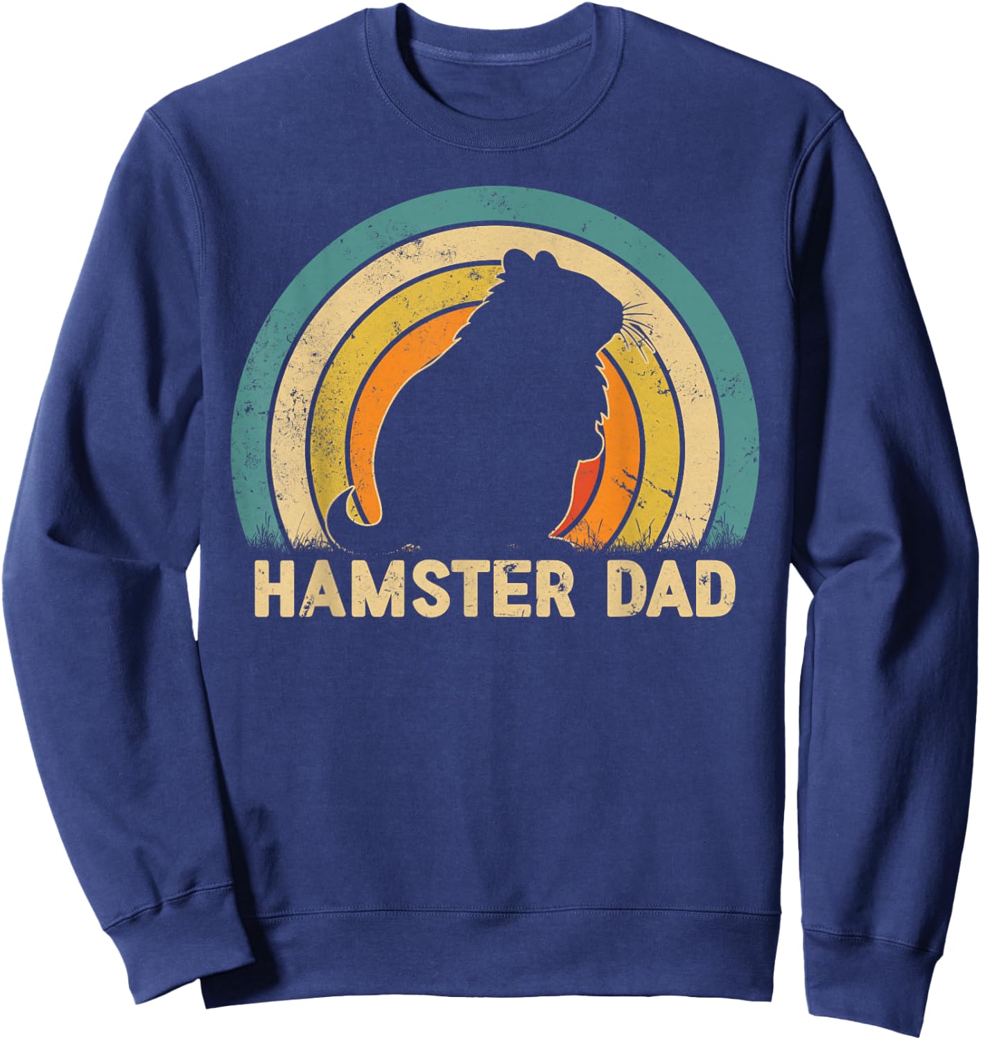 Hamster Dad Father's Day Vintage Style Hamster Dad Daddy Sweatshirt - Sweatshirt | Navy