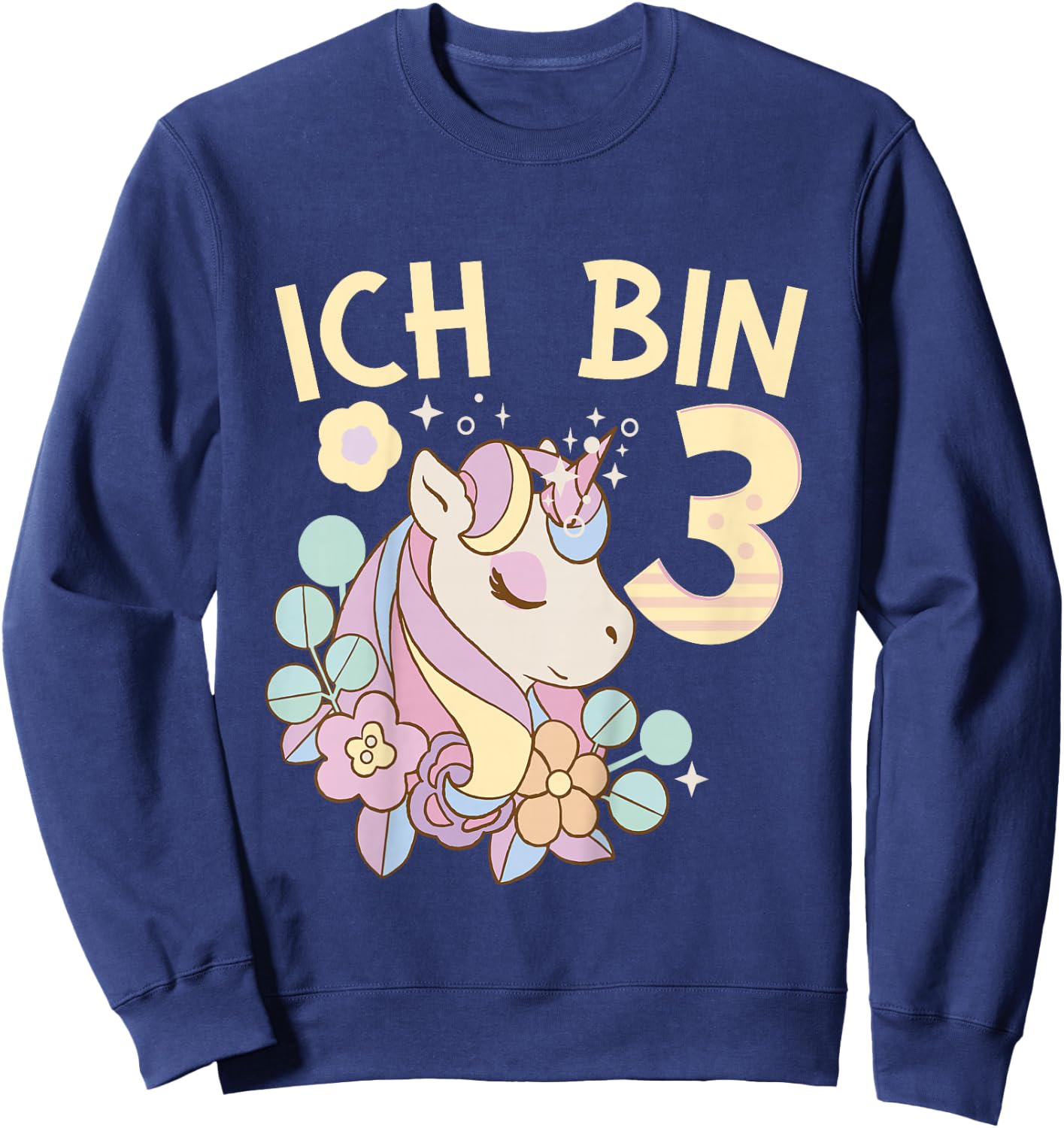 Children's 3rd Birthday Unicorn Children's Birthday Party , black Sweatshirt - Sweatshirt | Navy