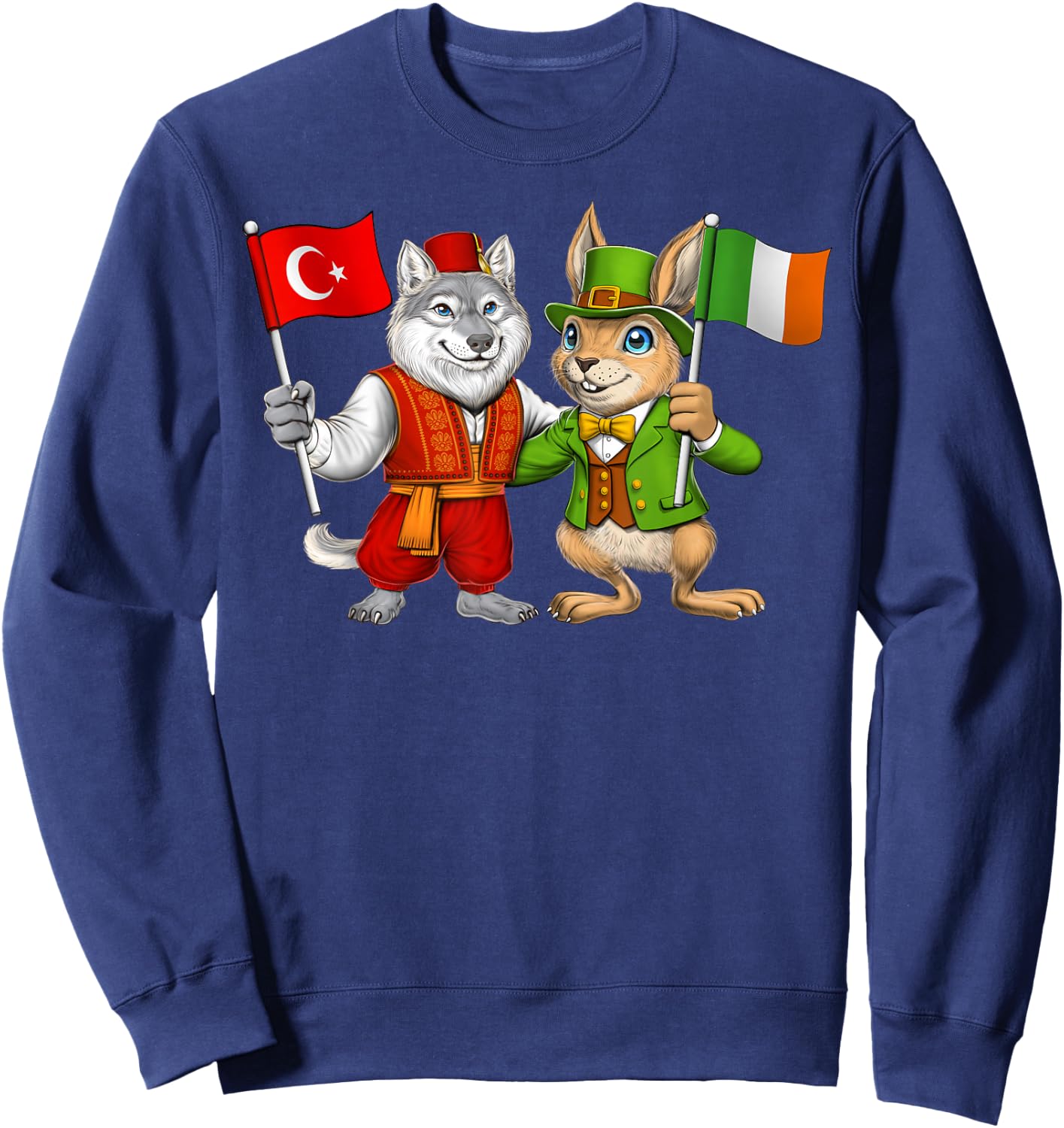 Turkey Ireland Flag Turkish Irish Roots Türkiye Heritage Sweatshirt - Sweatshirt | Navy