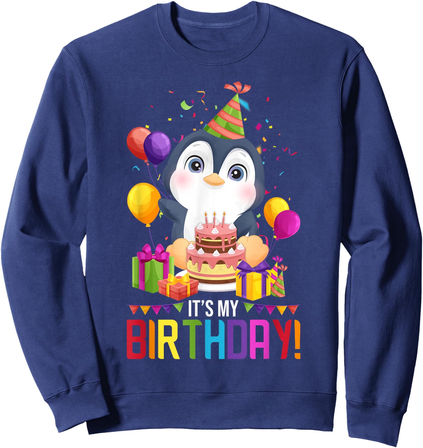 It's My Birthday Shirt Girls penguin Birthday Gift Sweatshirt - Sweatshirt | Navy