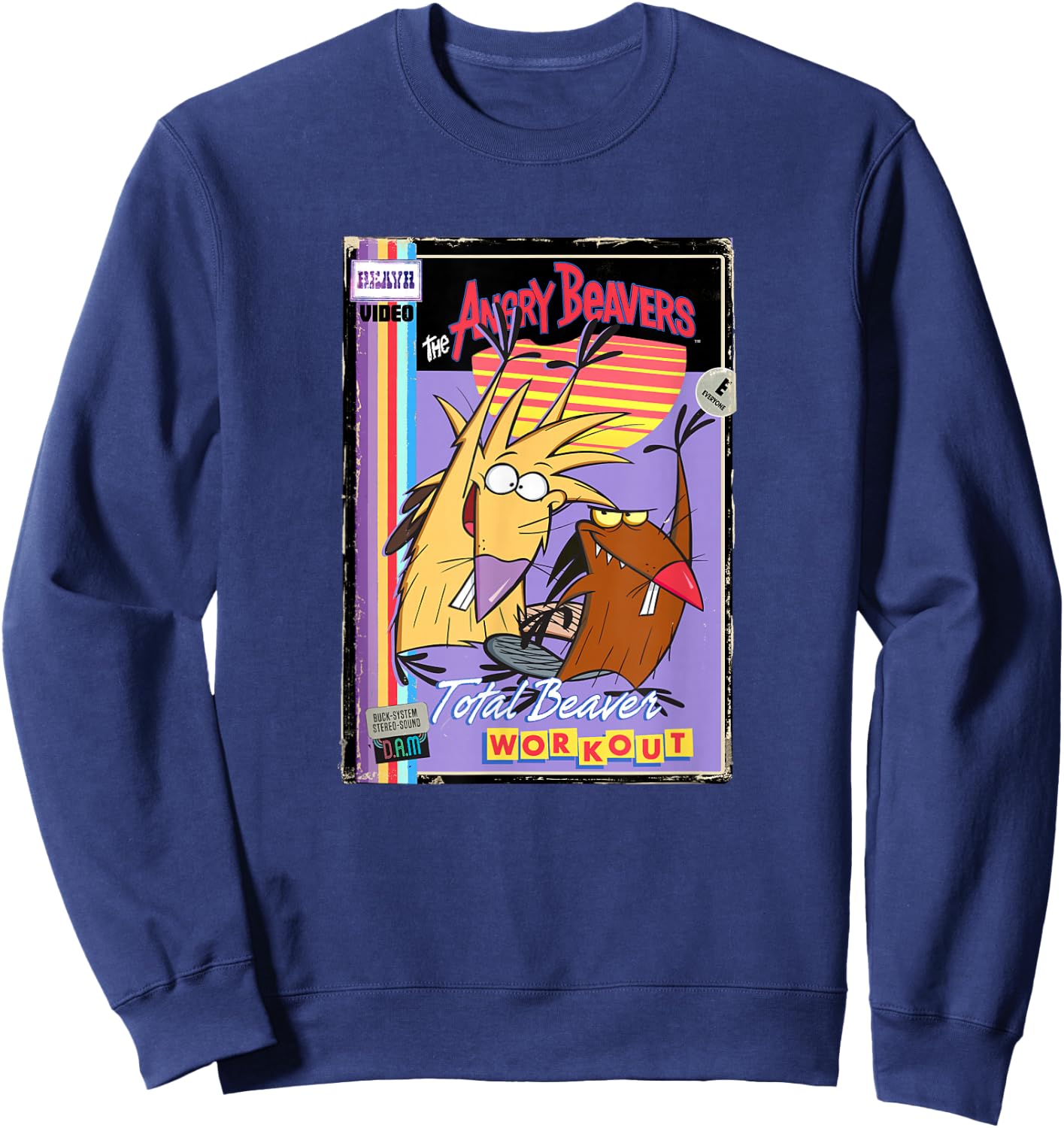 Angry Beavers Total Beaver Workout Retro Vintage Video Tape Sweatshirt - Sweatshirt | Navy