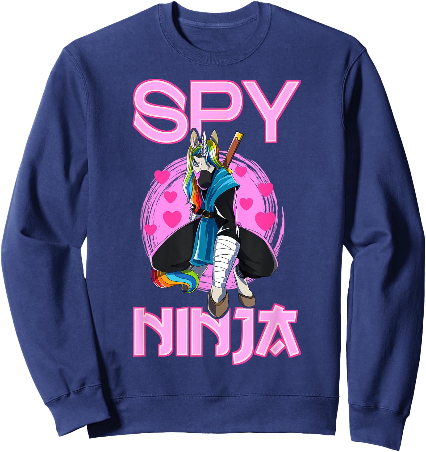 Spy Ninja Unicorn Gamer Rainbow Spione Samurai Sweatshirt - Sweatshirt | Navy