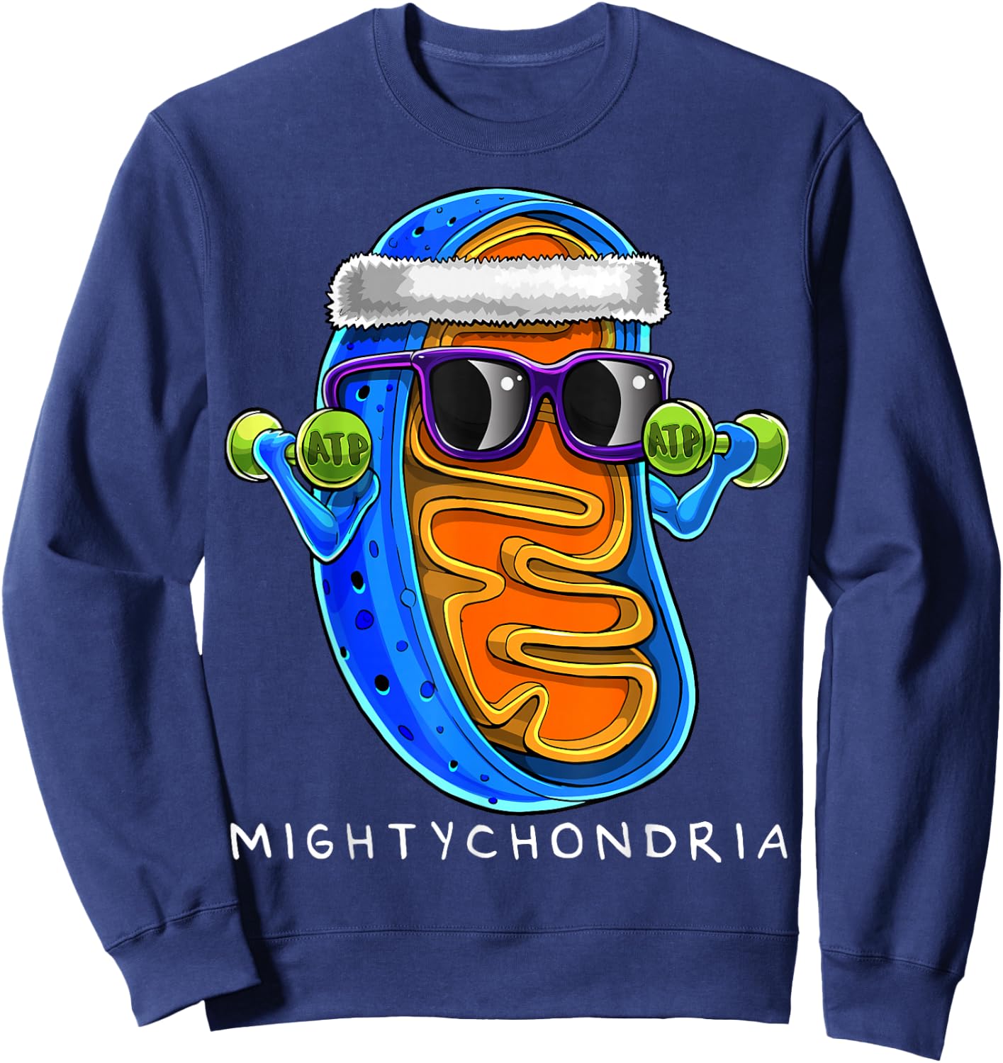 Mightychondria Cellular Biology Science Teacher Funny Gift Small Sweatshirt - Sweatshirt | Navy