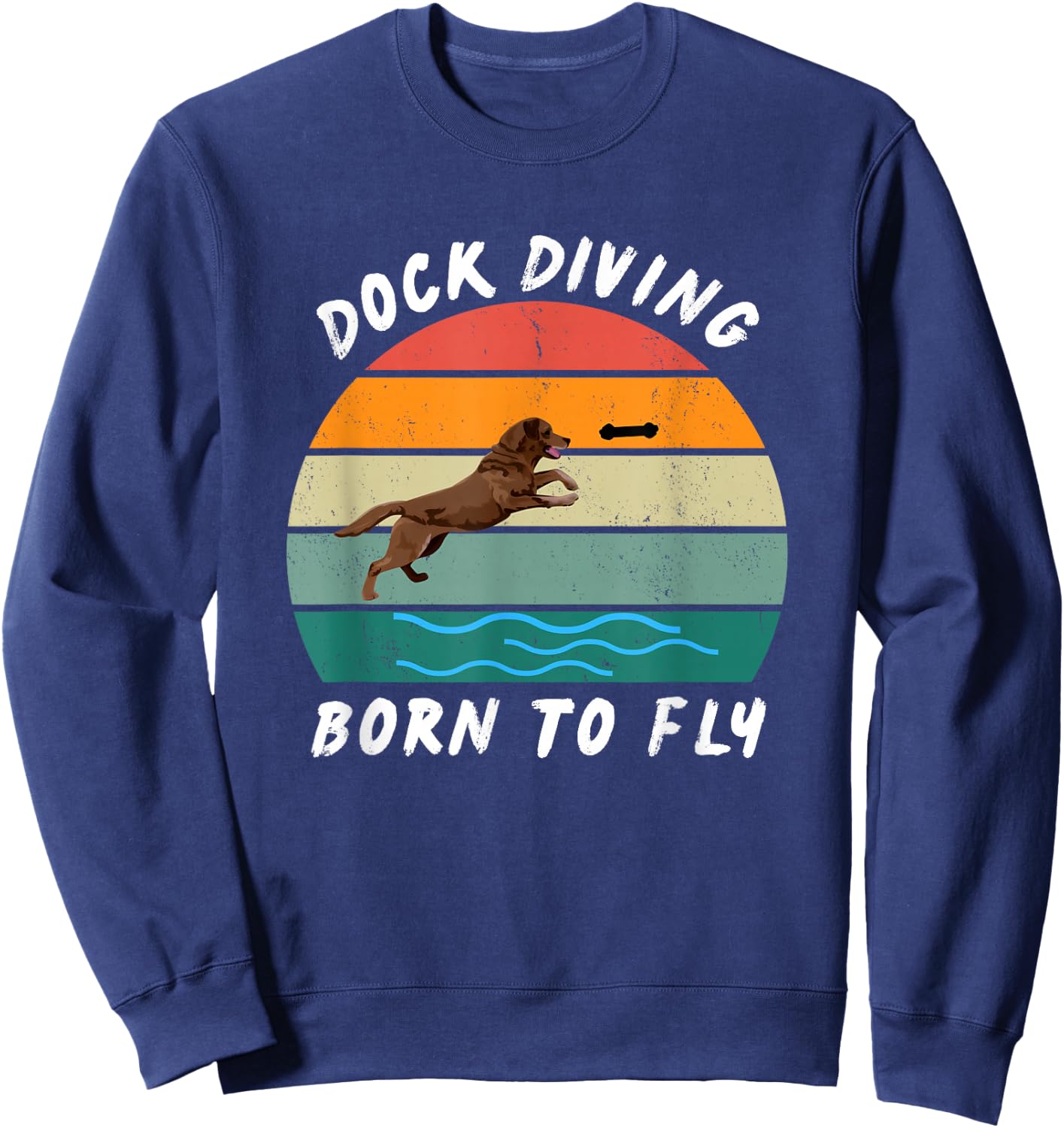 Dock Diving - Dog Sports - with a cute Labrador Retriever Sweatshirt - Sweatshirt | Navy