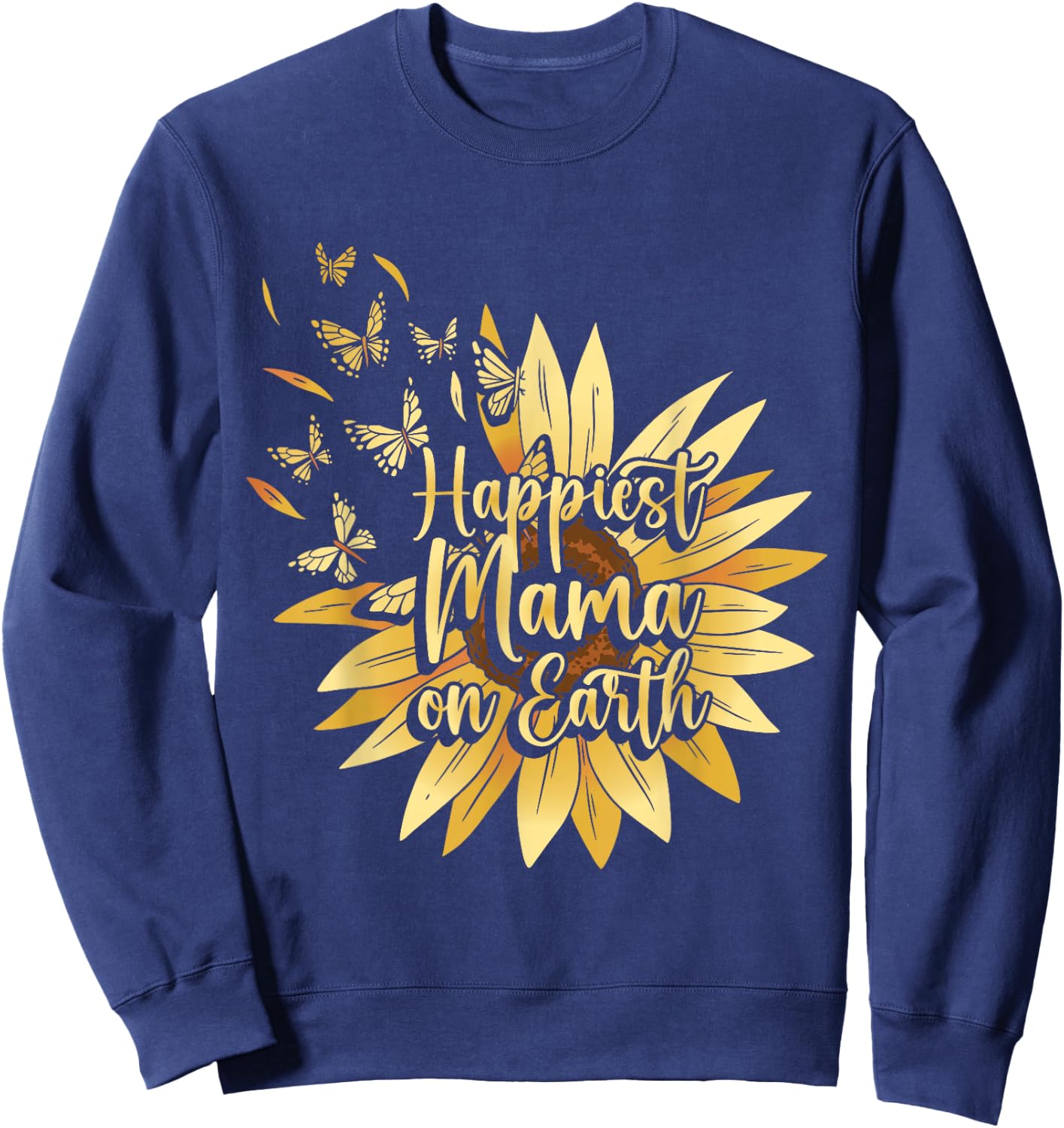 Yellow Flower Mom Sunflower Summer Sweatshirt - Sweatshirt | Navy