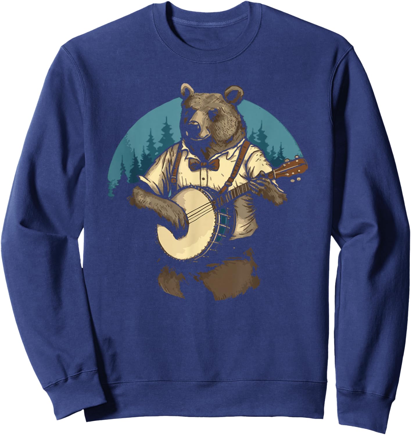 Country Music Bear Banjo Player Awesome Folk Sweatshirt - Sweatshirt | Navy