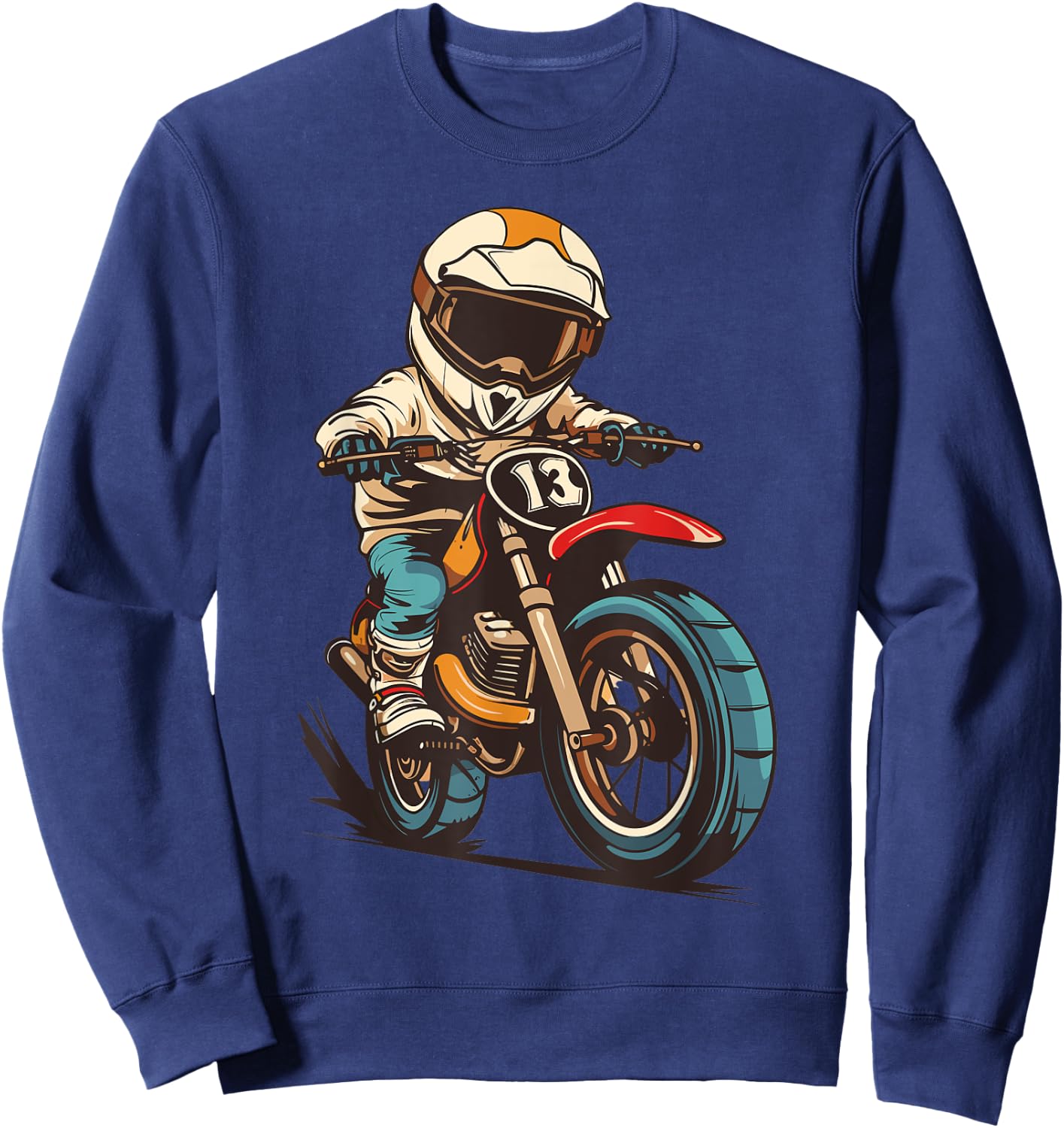 Retro Motocross, Kids Dirt Bike Sweatshirt - Sweatshirt | Navy