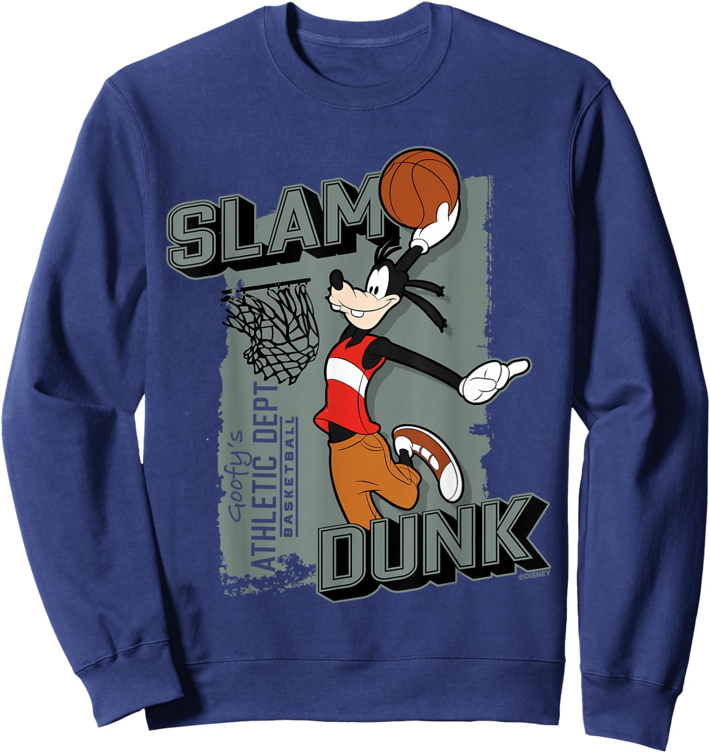 Disney Goofy Sports Basketball Slam Dunk Athletic Dept , black Sweatshirt - Sweatshirt | Navy