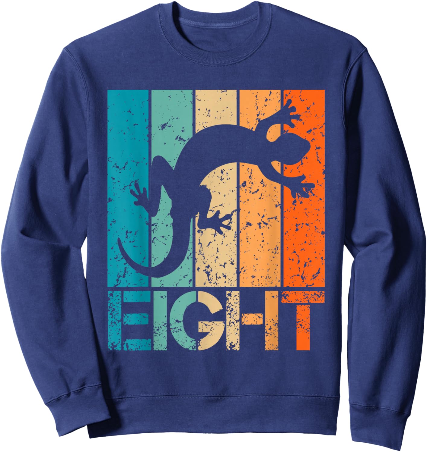8th Lizard Birthday 8 Year Old 8yr Boy Girl Birthday Reptile Sweatshirt - Sweatshirt | Navy