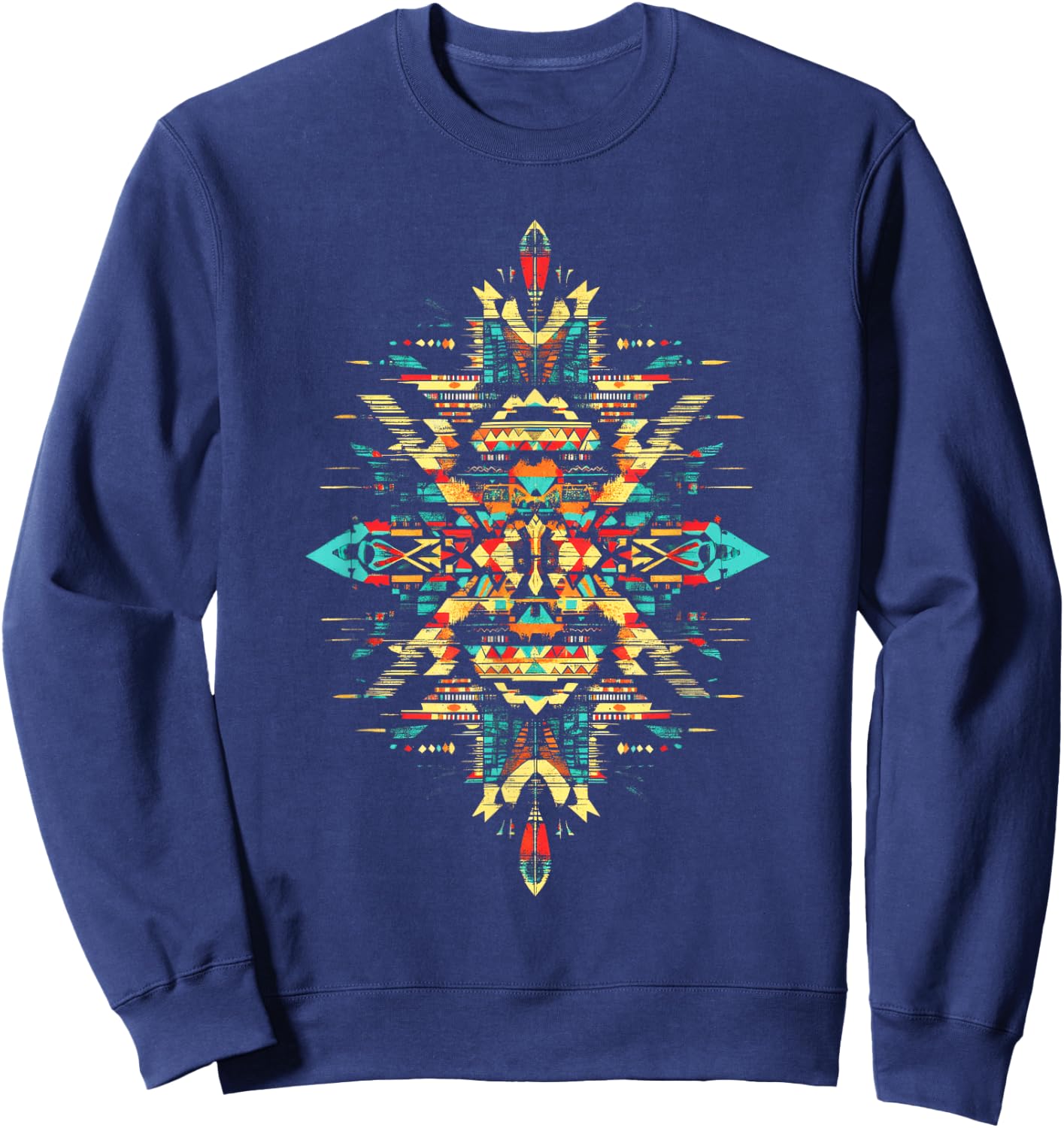 Southwest Turquoise Native American Aztec Pattern Sweatshirt - Sweatshirt | Navy