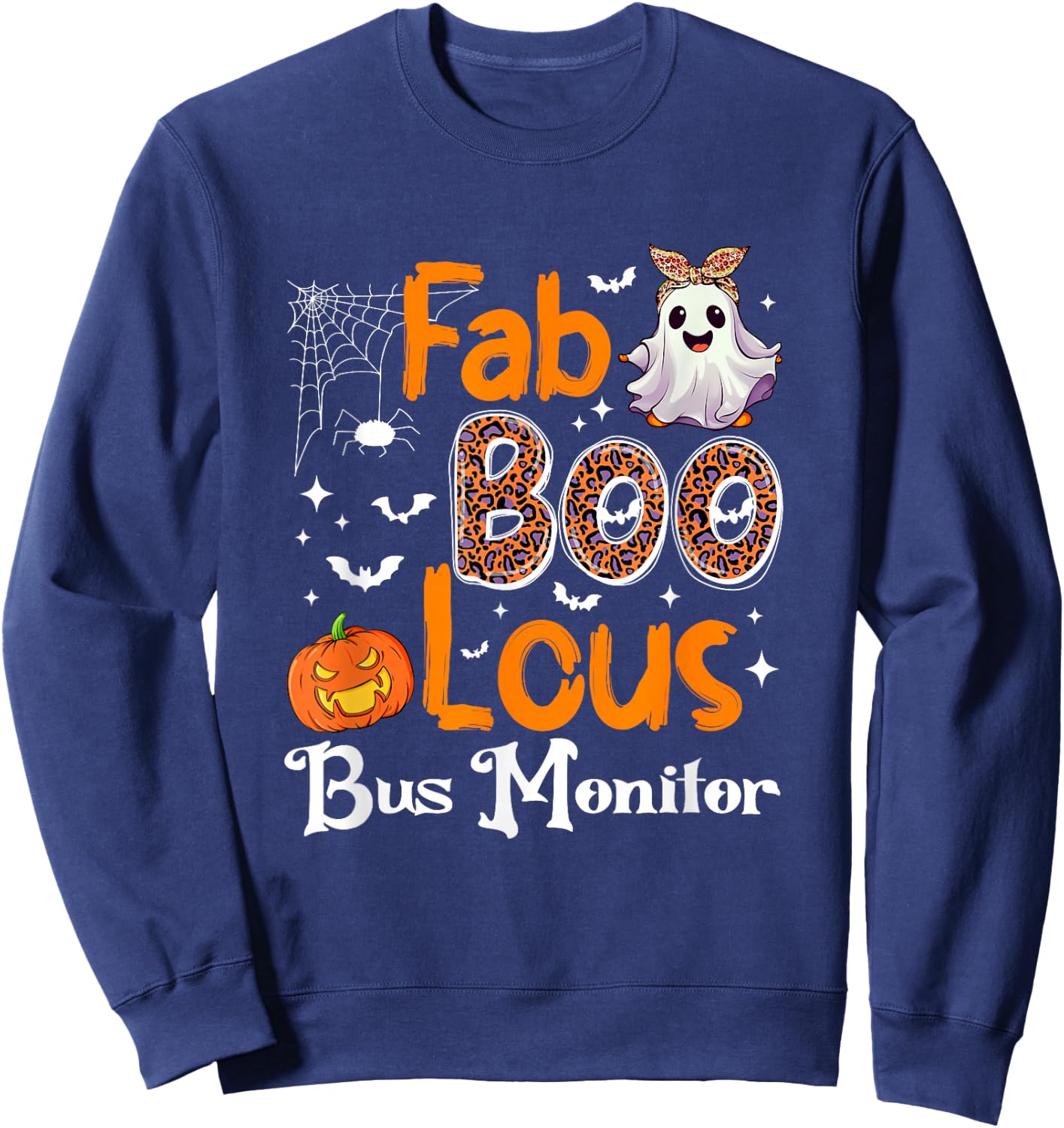 Fab Boo Lous Bus Monitor Pumpkin Halloween Sweatshirt - Sweatshirt | Navy