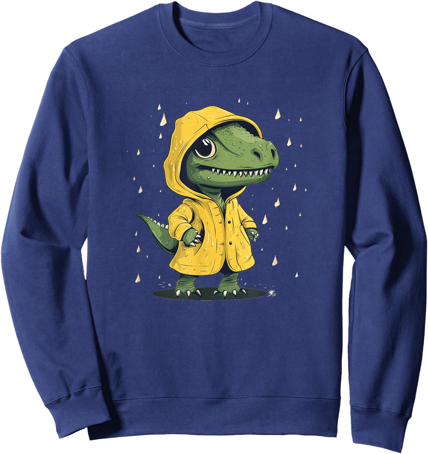 Hilarious Dino Raincoat Adventure Graphic for Boys and Girls Sweatshirt - Sweatshirt | Navy
