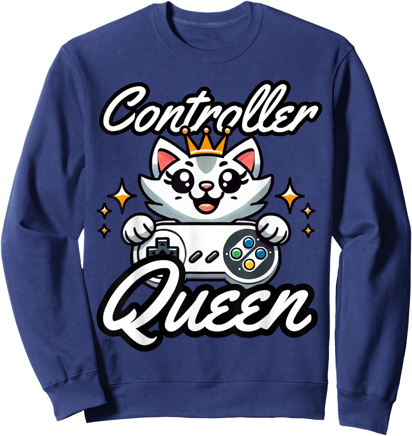 Gamer Girl Cat Gaming Cute Video Game Women Girls Sweatshirt - Sweatshirt | Navy