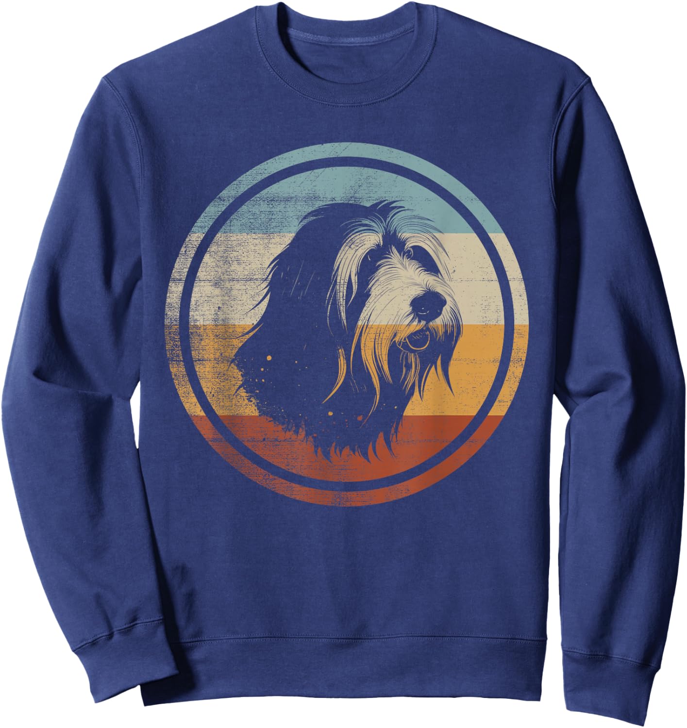 Retro Style Bearded Collie Hund Sweatshirt - Sweatshirt | Navy