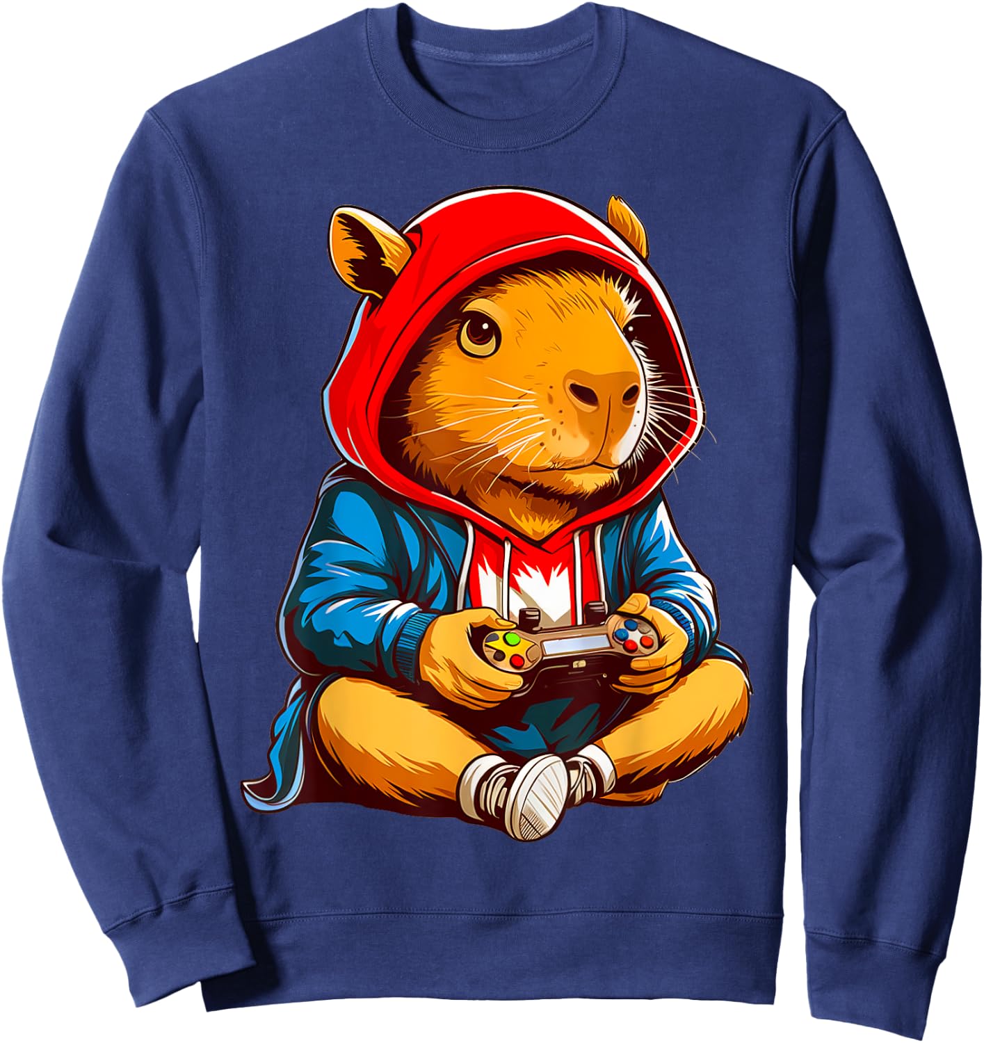 Capybara Video Games Funny Gaming Capy Men Teen Boys Kids Sweatshirt - Sweatshirt | Navy