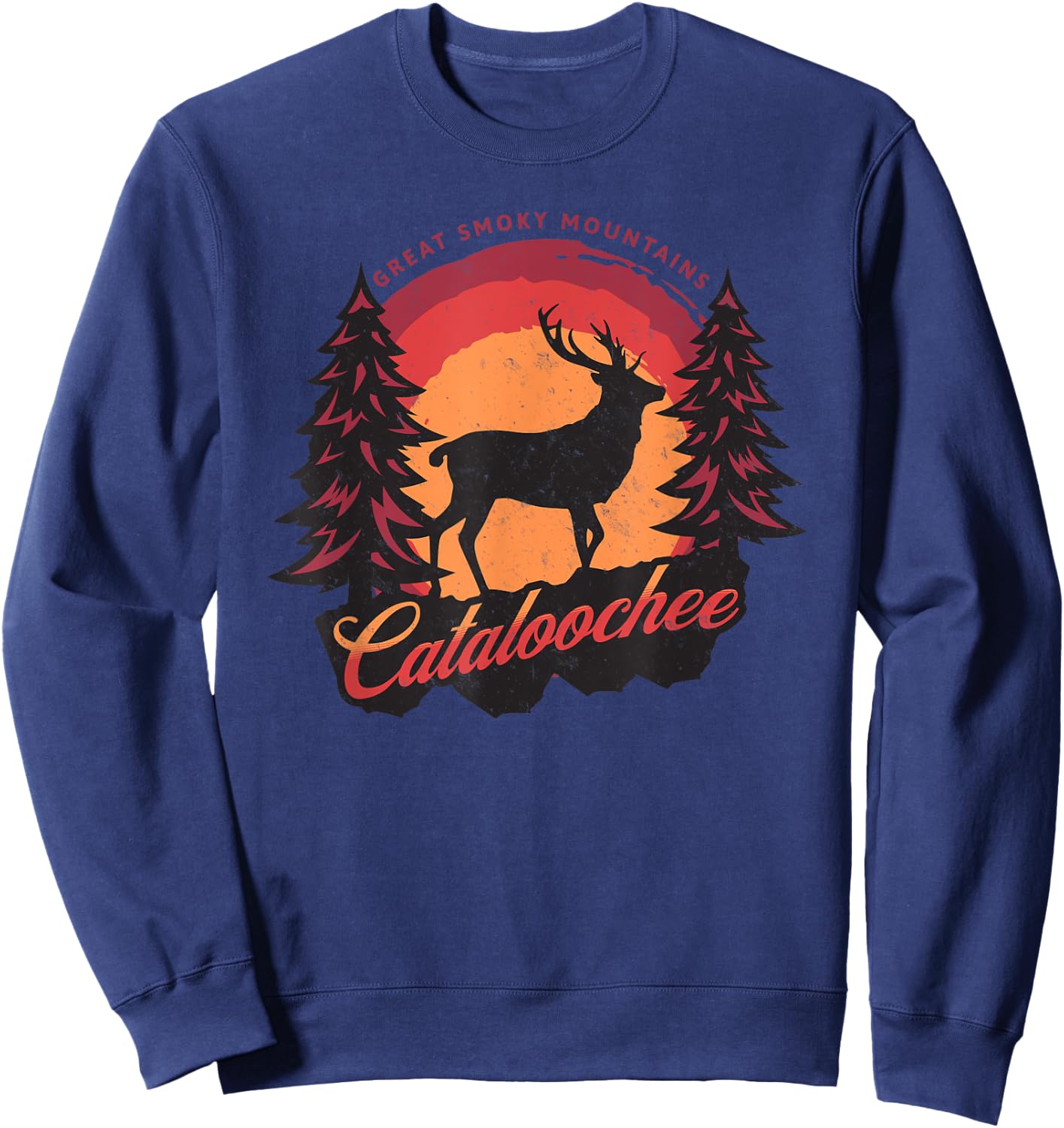 Cataloochee Valley Elk Great Smoky Mountains Sweatshirt - Sweatshirt | Navy