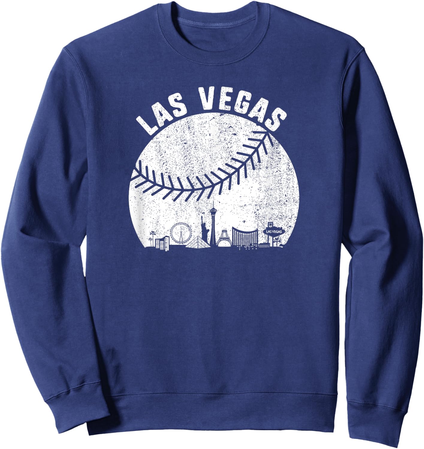 Las Vegas Skyline Baseball Fan Vintage Baseball Las Vegas Sweatshirt - Sweatshirt | Navy