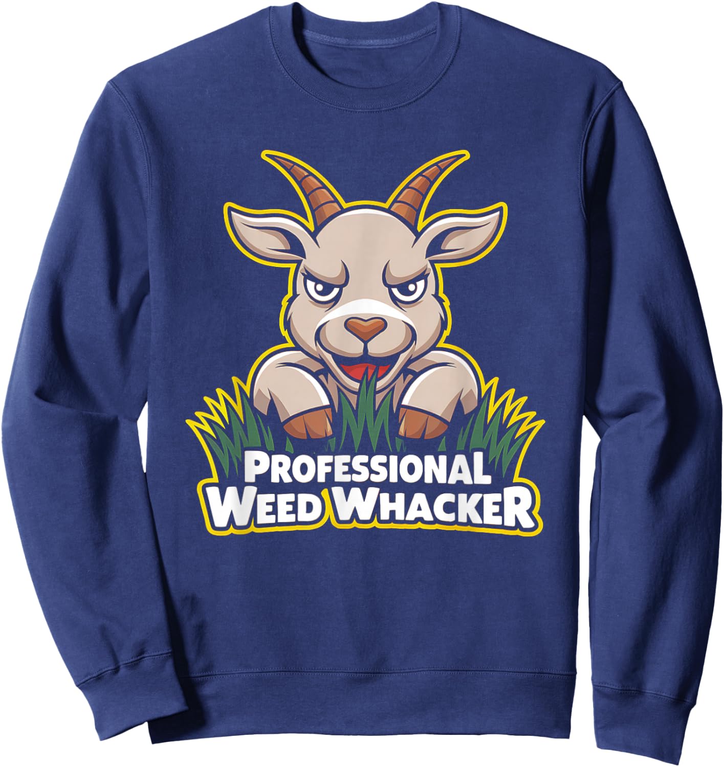 Professional Weed Whacker Funny Pygmy Goat Lawn Mowing Farm Sweatshirt - Sweatshirt | Navy