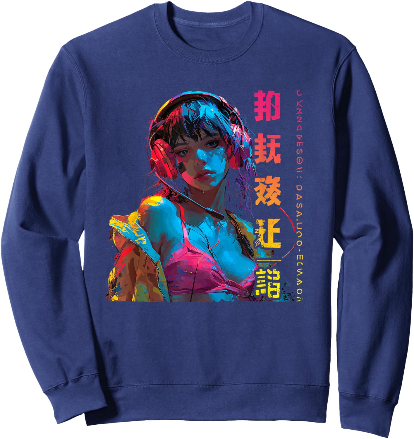 Anime Cyberpunk Manga mädchen Sweatshirt - Sweatshirt | Navy