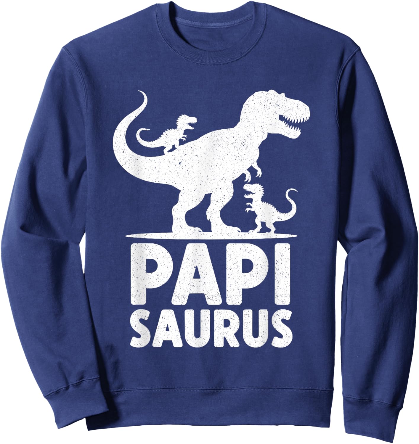 Papi Saurus Dinosaur Grandpa Of Two Grandkids Dino Family Sweatshirt - Sweatshirt | Navy
