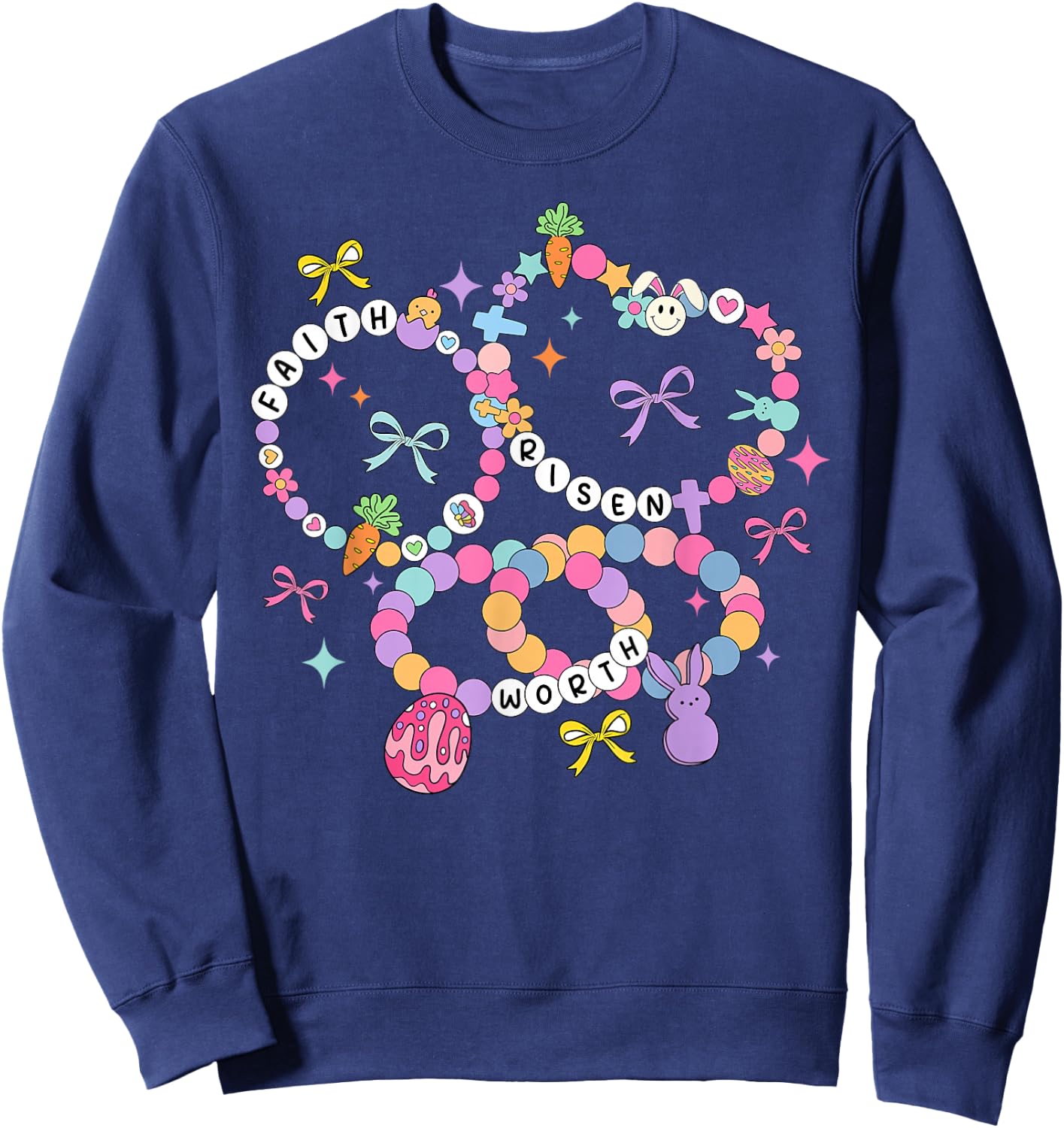 Happy Easter Friendship Bracelets Easter Day Women Girl Kids Sweatshirt - Sweatshirt | Navy