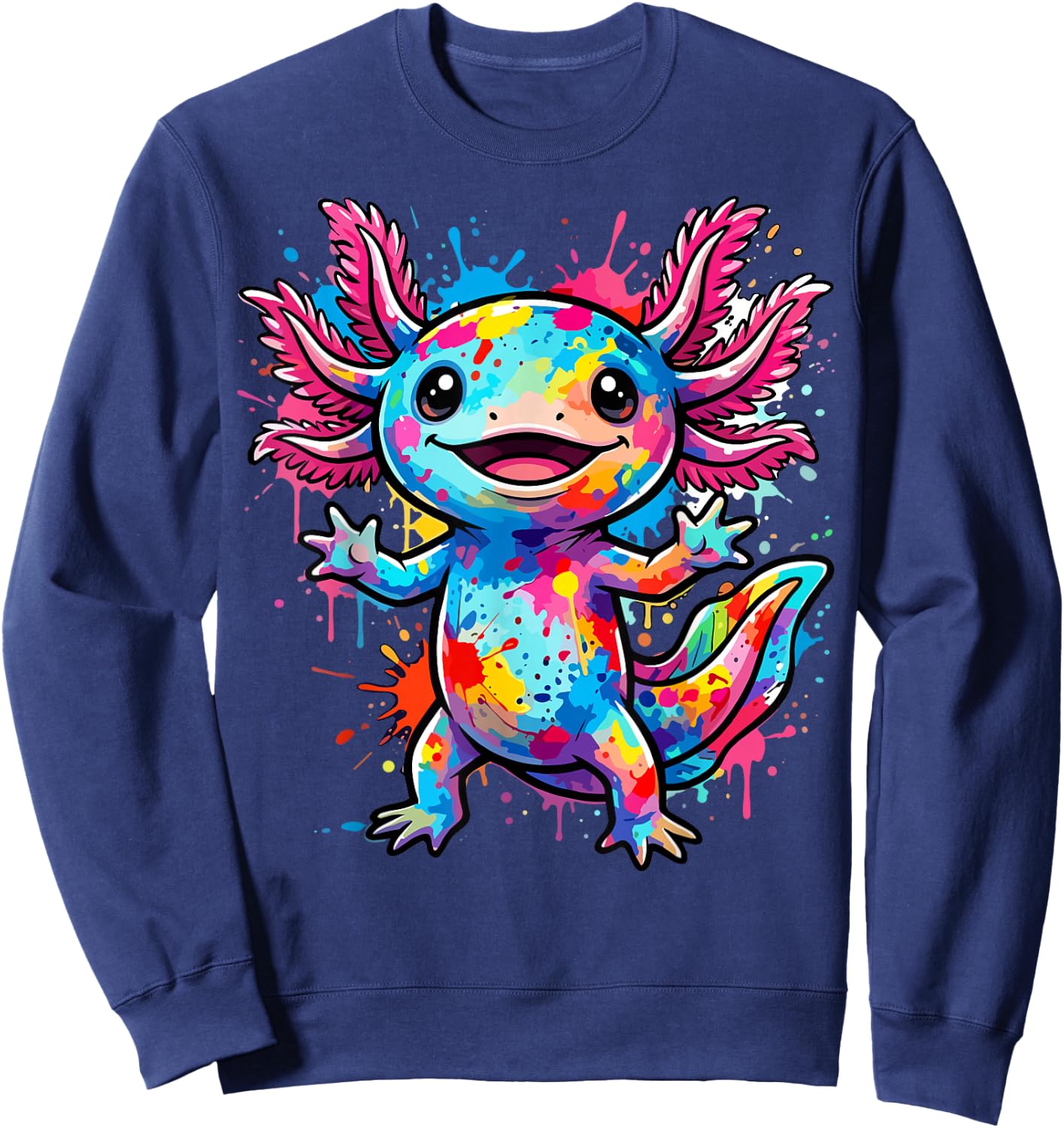 Cute Axolotl Colorful Kawaii Sweatshirt - Sweatshirt | Navy