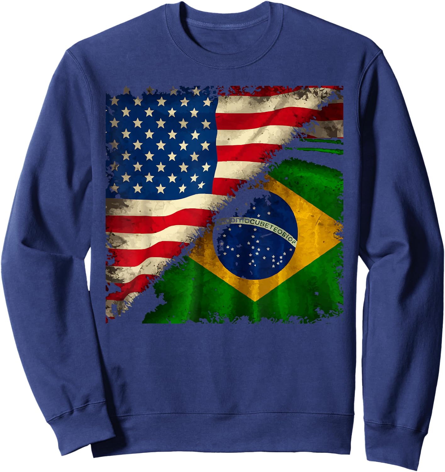 Half American Half Brazilian USA Flag Brazil America Sweatshirt - Sweatshirt | Navy
