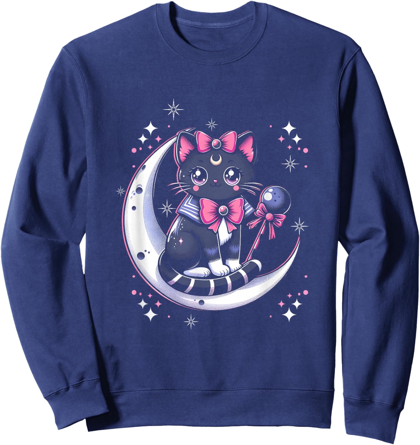 Sailor Meow Cat Sitting On The Moon Space Gothic Halloween Sweatshirt - Sweatshirt | Navy