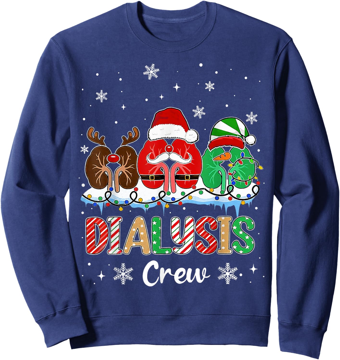 Dialysis Christmas Crew Dialysis Nurse Nephrology Technician Sweatshirt - Sweatshirt | Navy