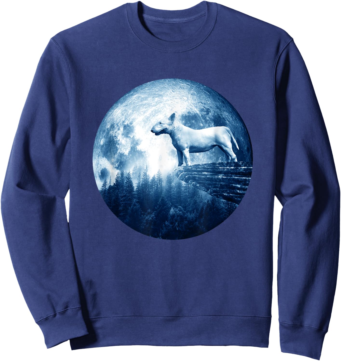 Bull Terrier Dog Moon Dog Mom Dad Women Men Dog Lovers Sweatshirt - Sweatshirt | Navy