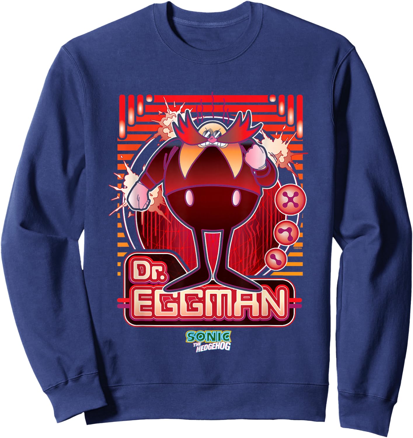 Sonic The Hedgehog Dr. Eggman Furious Portrait Retro Sweatshirt - Sweatshirt | Navy