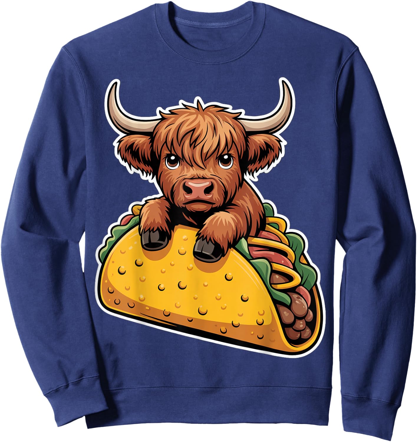 Cute Highland Cow Taco Sweatshirt - Sweatshirt | Navy