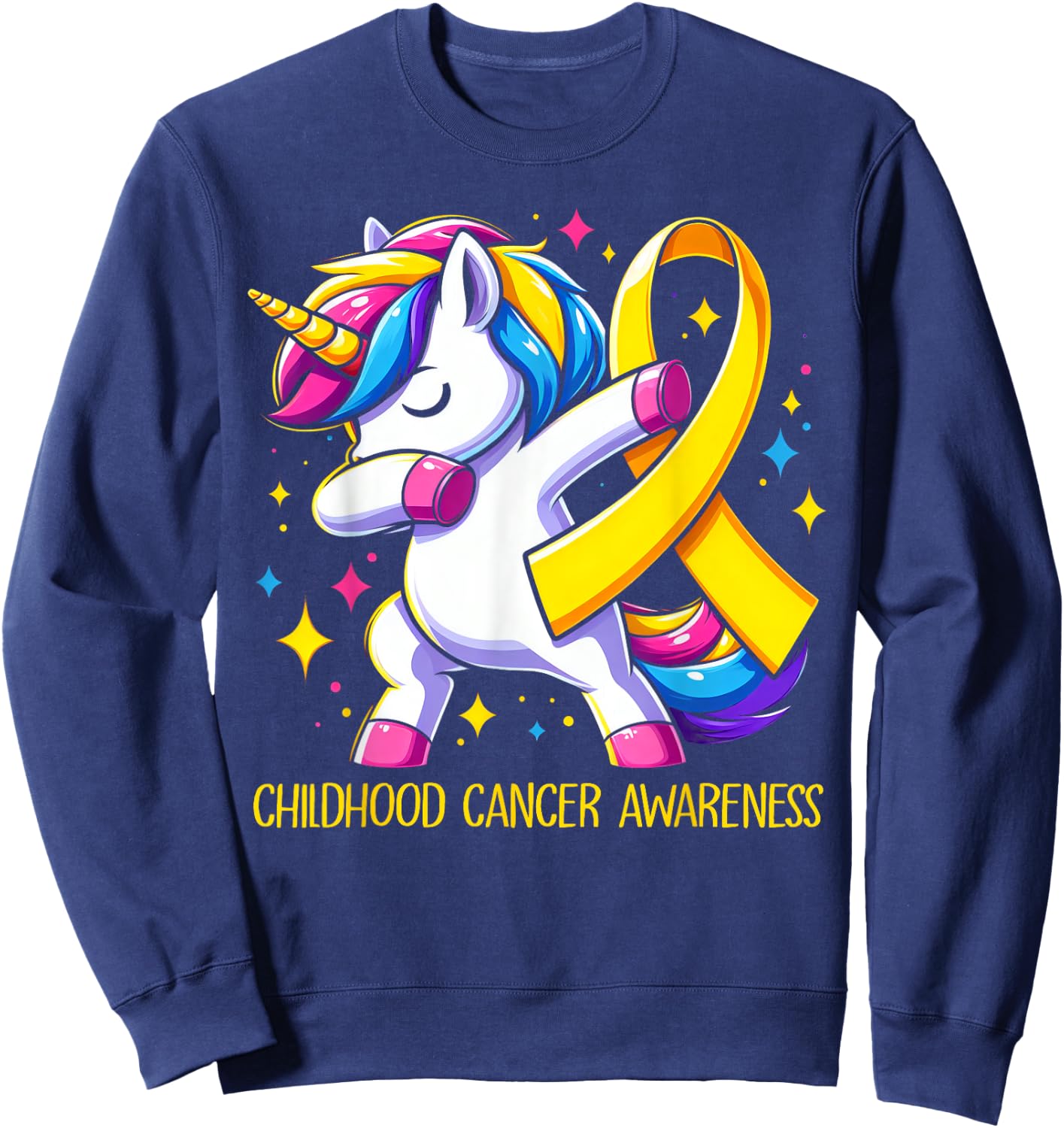 Childhood Cancer Awareness Unicorn Kids Girls Sweatshirt - Sweatshirt | Navy