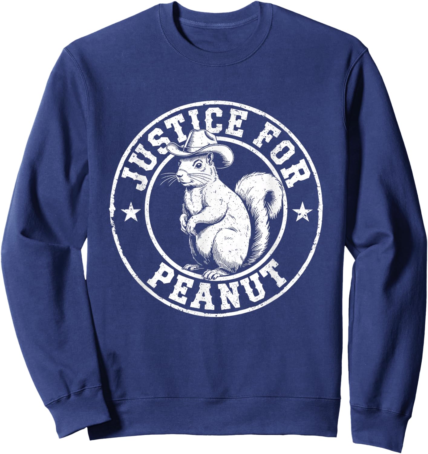 Justice For Peanut The Squirrel - Cute Squirrel Cowboy Hat Sweatshirt - Sweatshirt | Navy