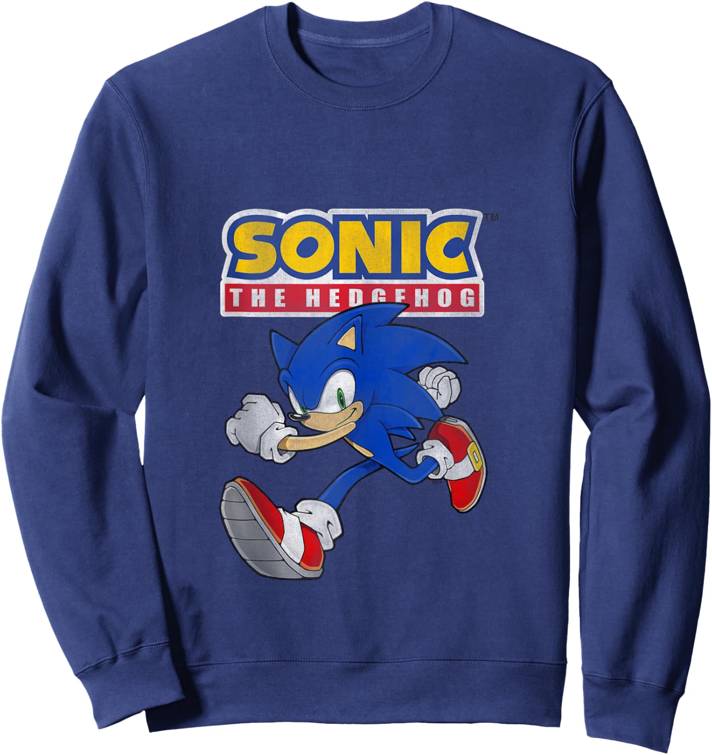 Sonic The Hedgehog Running Sonic Cool Portrait Vintage Sweatshirt - Sweatshirt | Navy