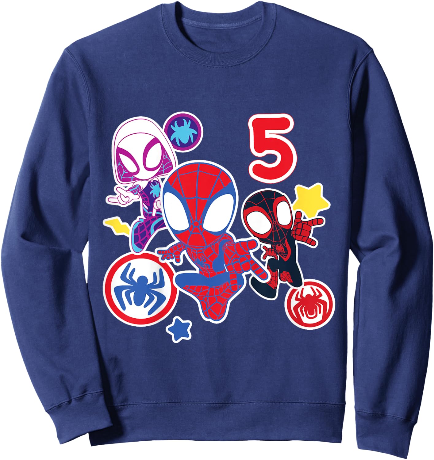 Kids Marvel Spidey and His Amazing Friends 5 Year Old Birthday , black Sweatshirt - Sweatshirt | Navy