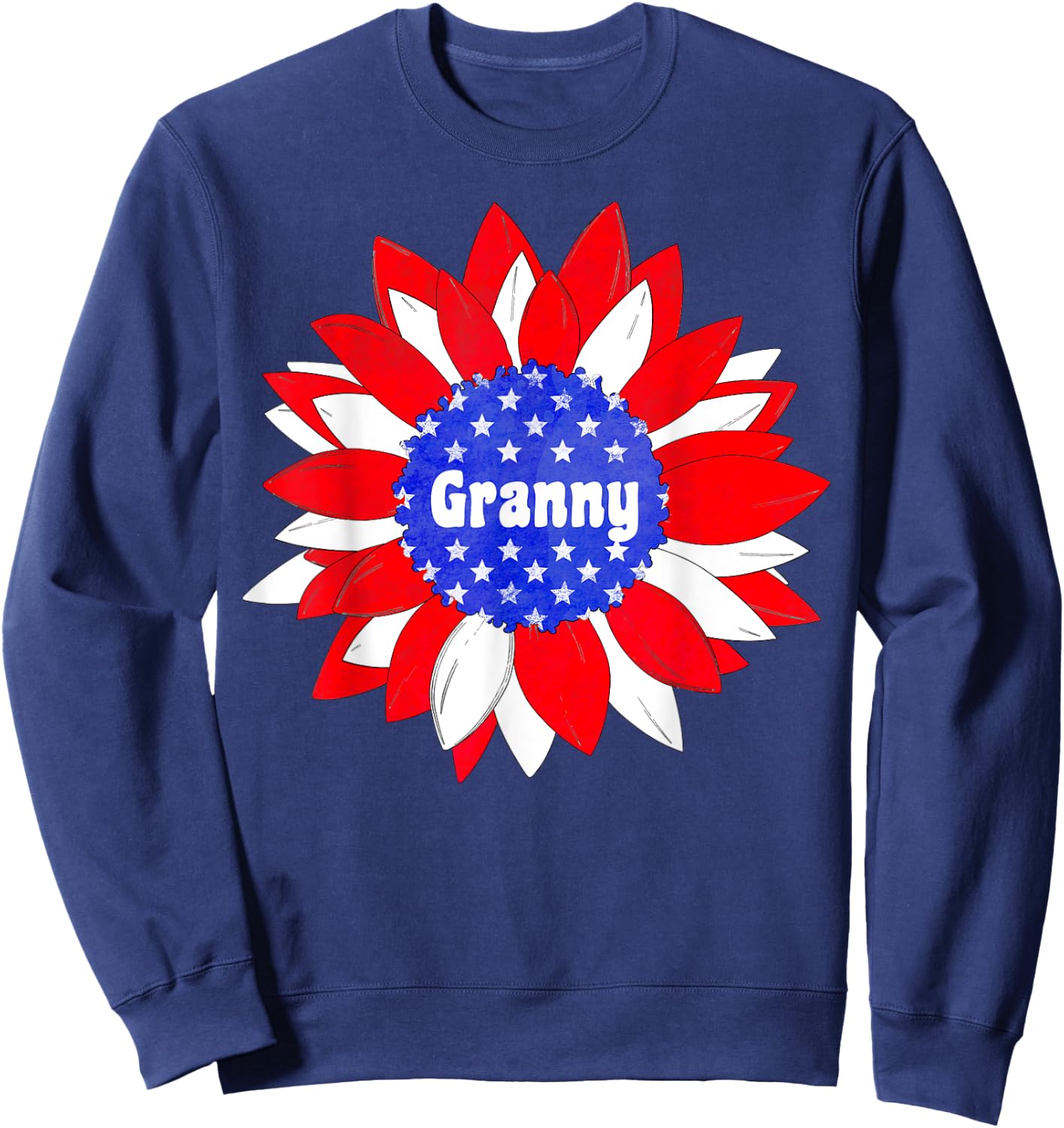 Patriotic Sunflower Granny Red White Blue USA Sweatshirt - Sweatshirt | Navy