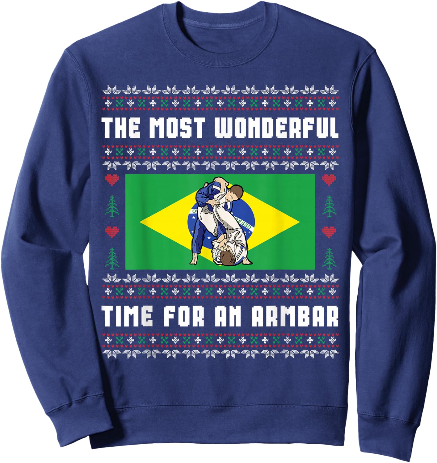 Brazilian Jiu Jitsu Armbar BJJ Funny Ugly Christmas Sweater Sweatshirt - Sweatshirt | Navy