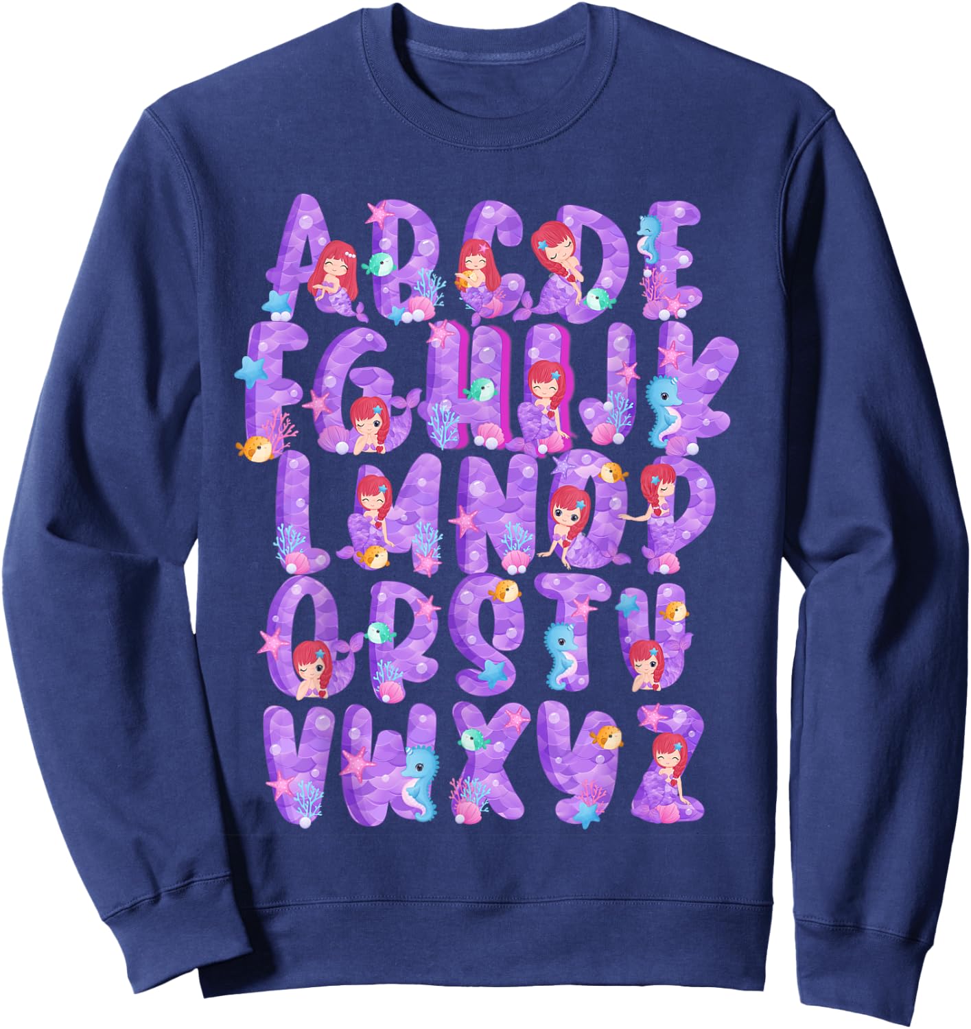 Mermaid Alphabet Hi Preschool PreK Kindergarten Kid Teacher Sweatshirt - Sweatshirt | Navy