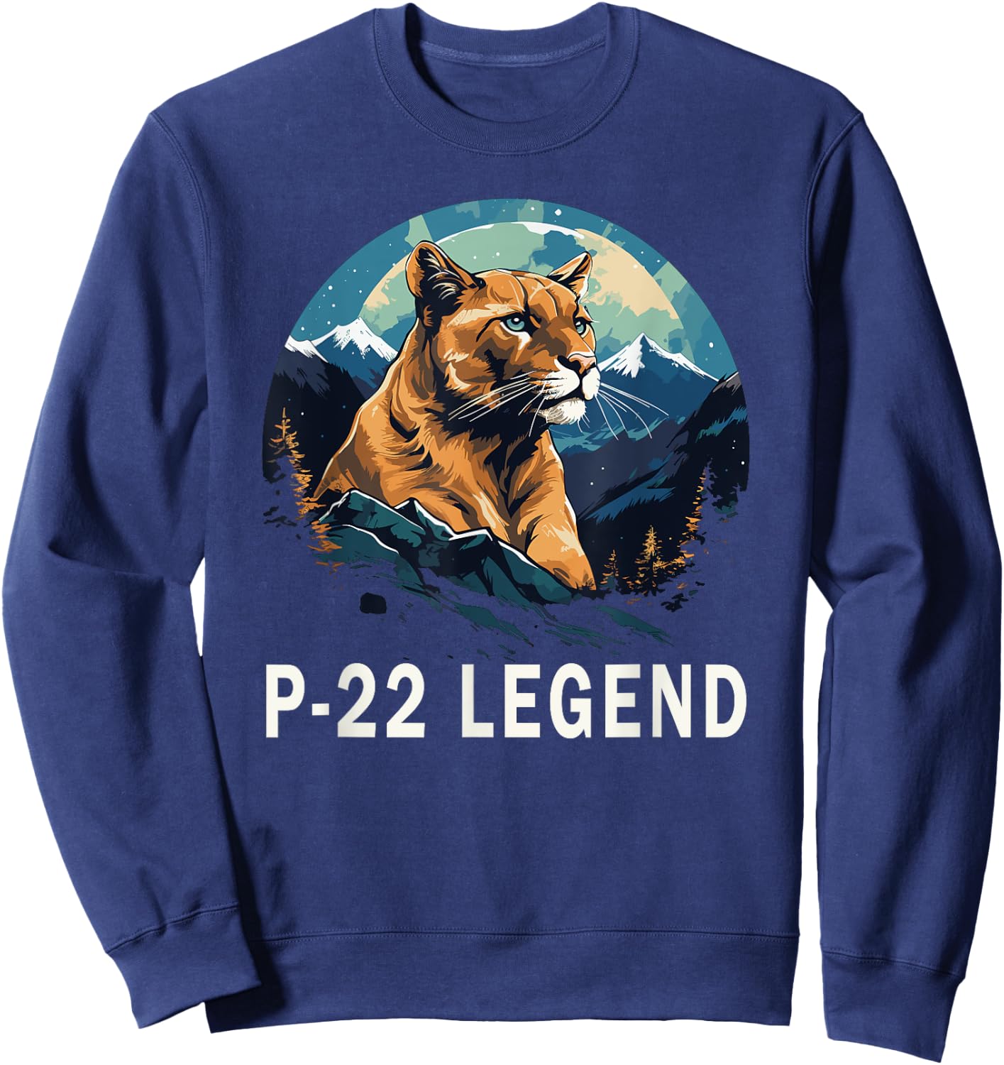 Mountain Lion P22 Legend Blue Wildlife Never Forget Sweatshirt - Sweatshirt | Navy