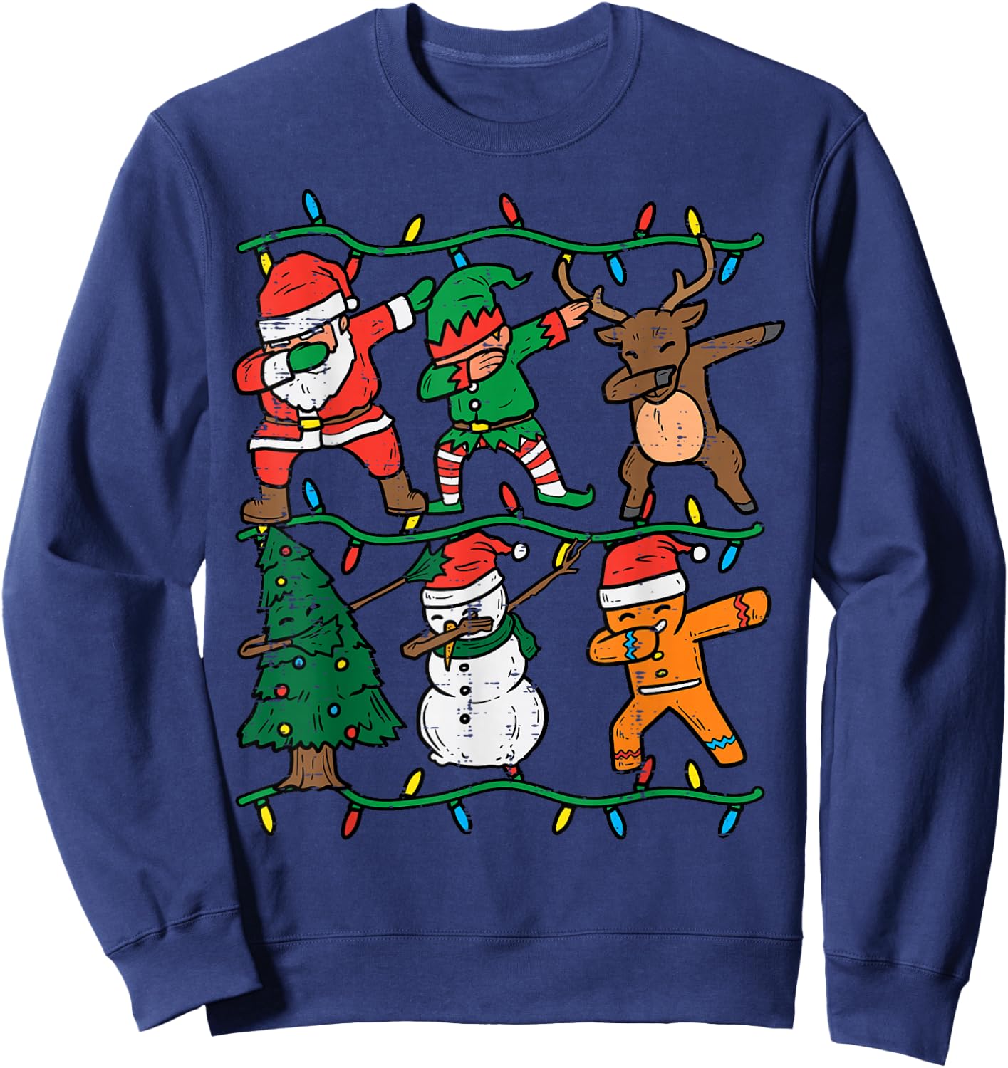 Dabbing Santa Elf Xmas PJs Christmas Men Girl Youth Boy Kids Sweatshirt - Sweatshirt | Navy