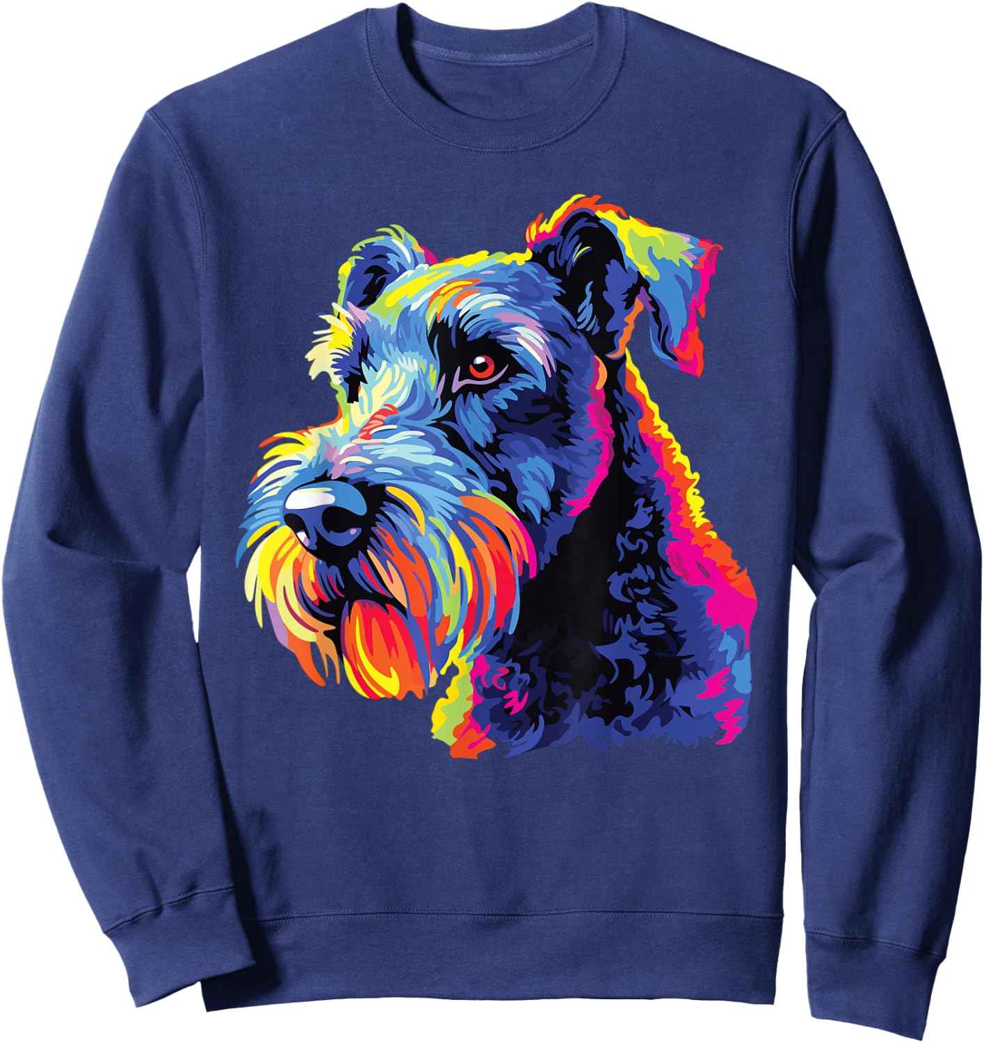 Watercolor Colorful Kerry Blue Terrier Dogs Sweatshirt - Sweatshirt | Navy