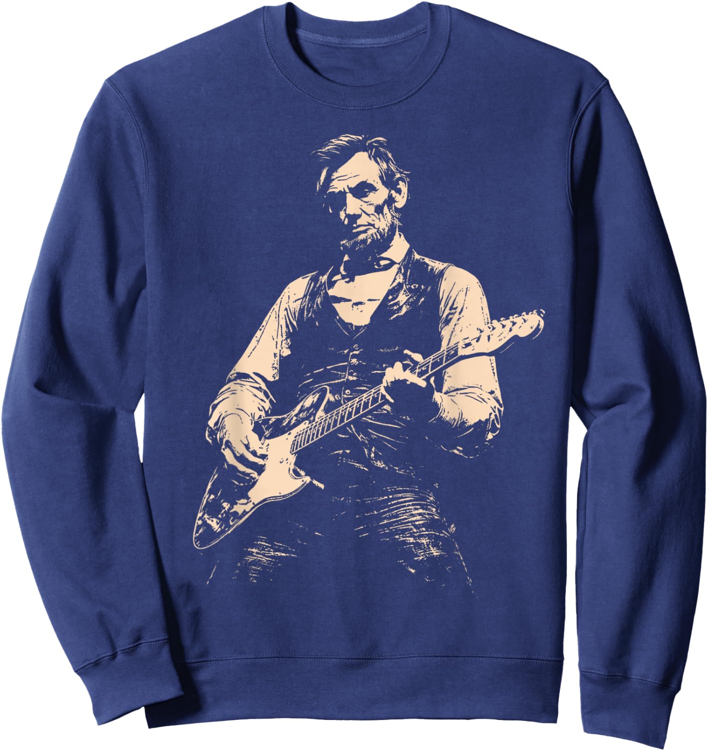 Retro George Washington Abe Lincoln Guitar Duo Sweatshirt - Sweatshirt | Navy